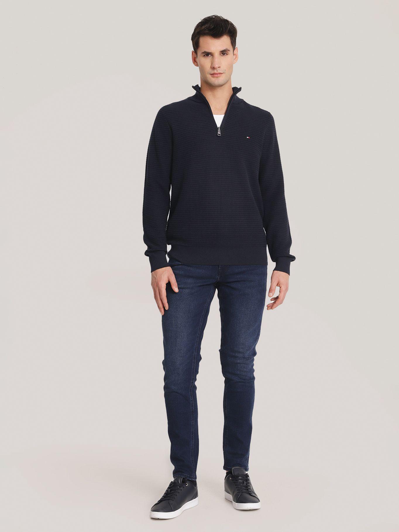 Sweater A Cuadros Con Medio Cierre Azul Tommy Hilfiger-1