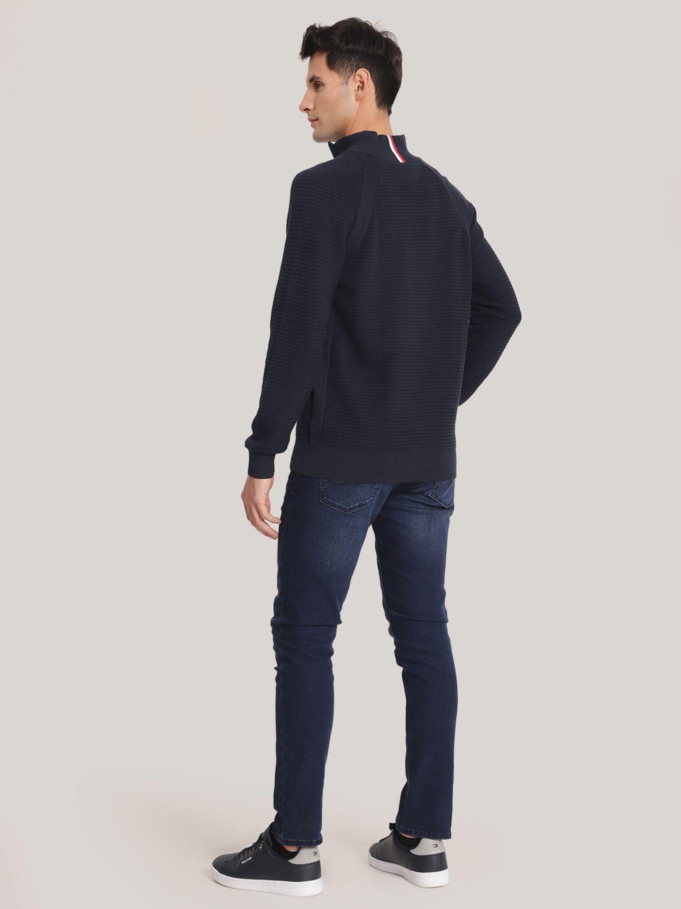Sweater A Cuadros Con Medio Cierre Azul Tommy Hilfiger-2