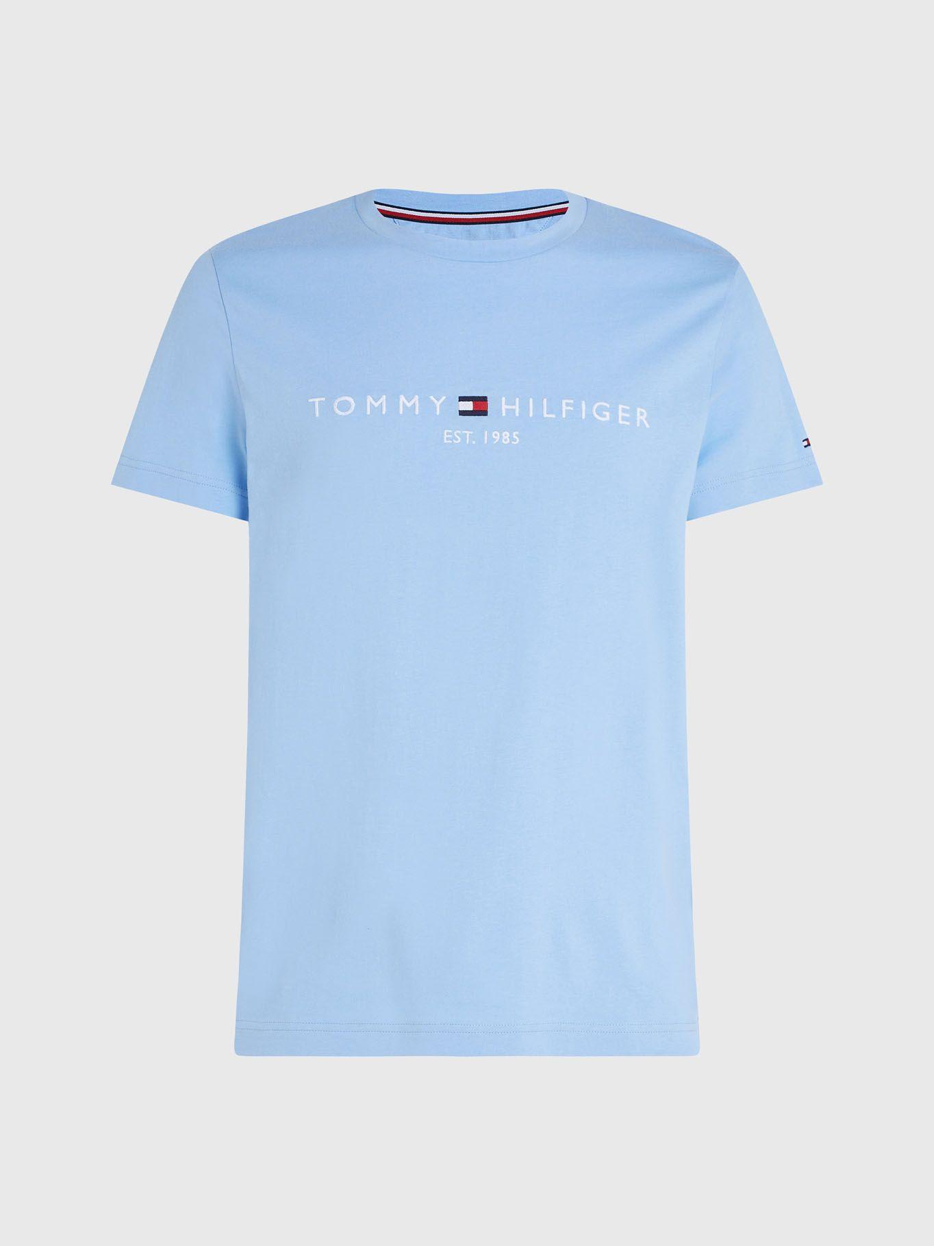 Polera Organic/Con Logo Slim Fit Celeste Tommy Hilfiger-4