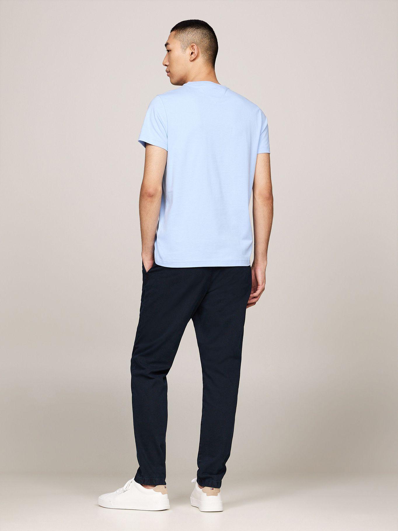 Polera Organic Con Logo Slim Fit Celeste Tommy Hilfiger-2