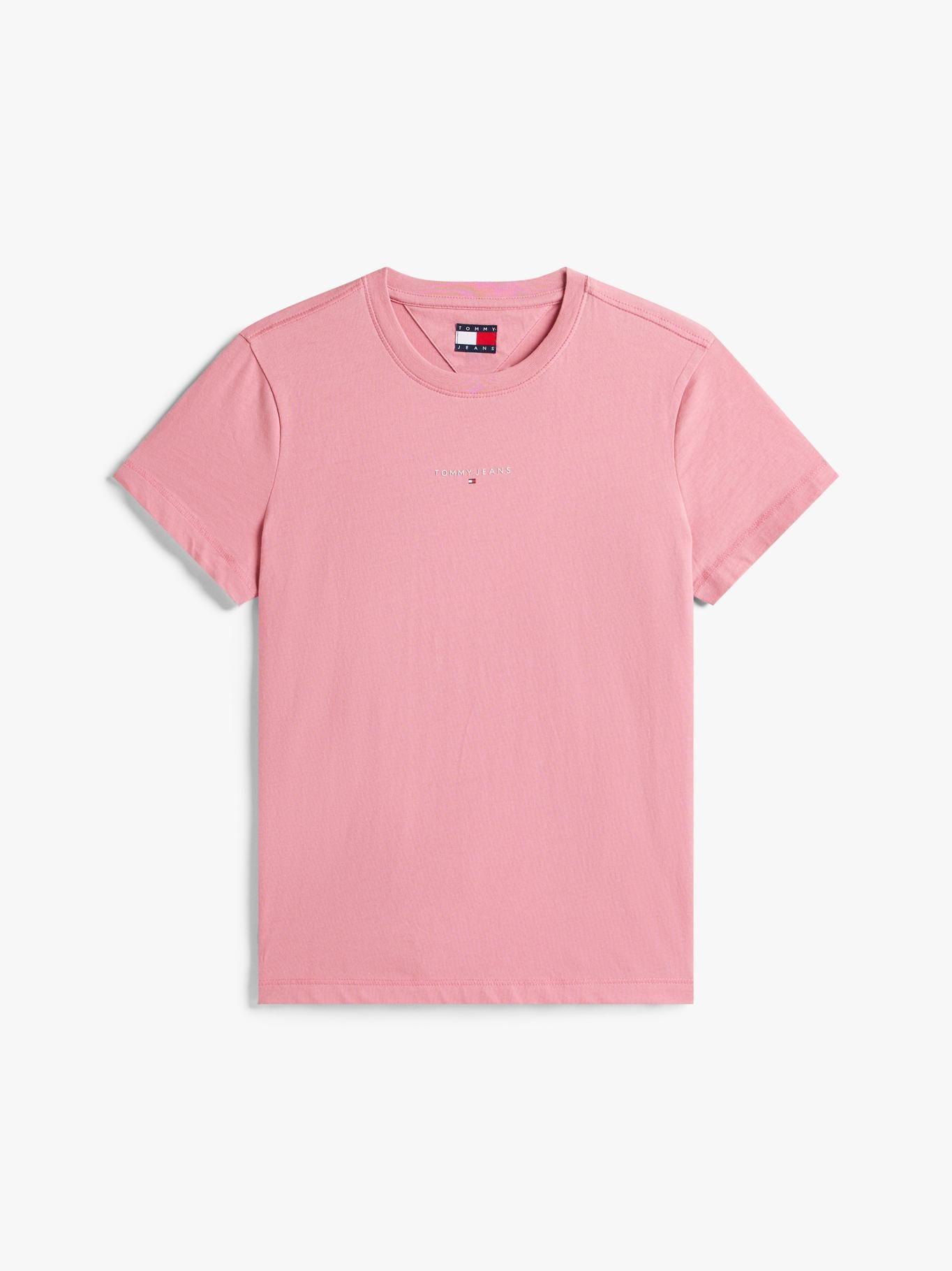 Polera Regular Fit Logo Lineal Rosado Tommy Jeans-4