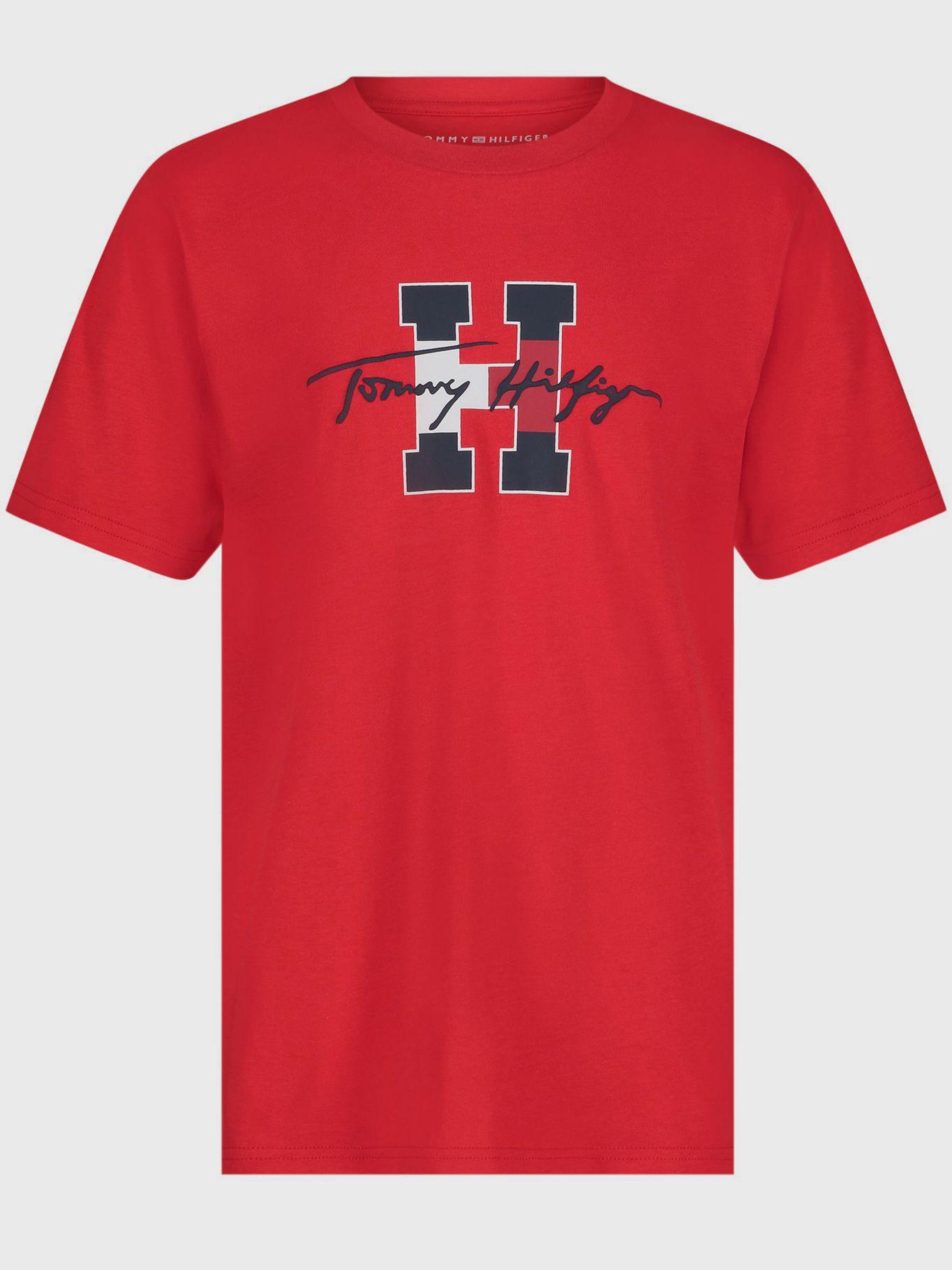 Polera De Niño Logo 615 Script Rojo Tommy Hilfiger-0