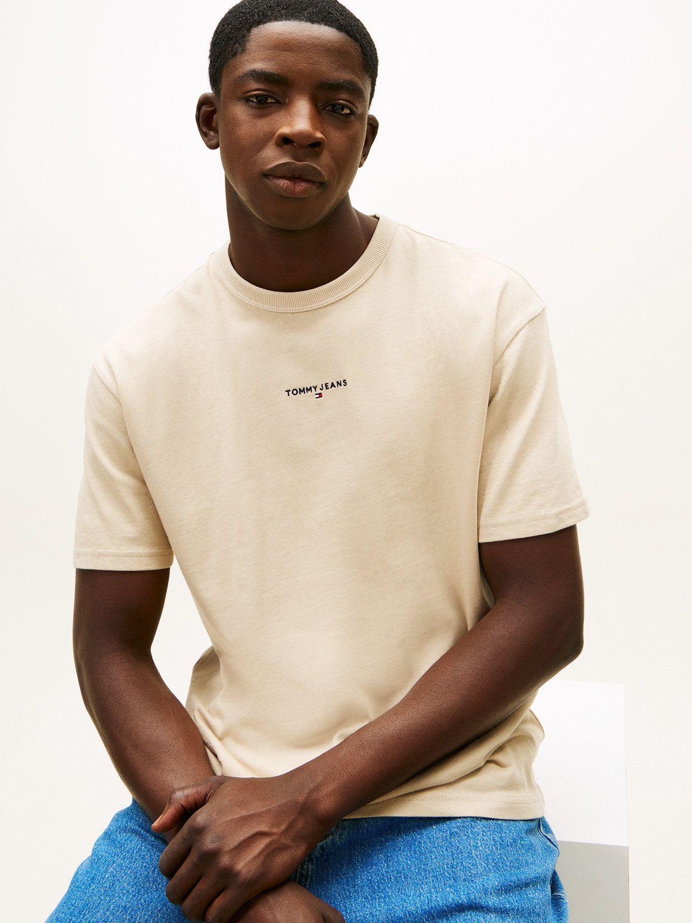 Polera Con Logo Bordado Relaxed Fit Tommy Jeans Beige-3