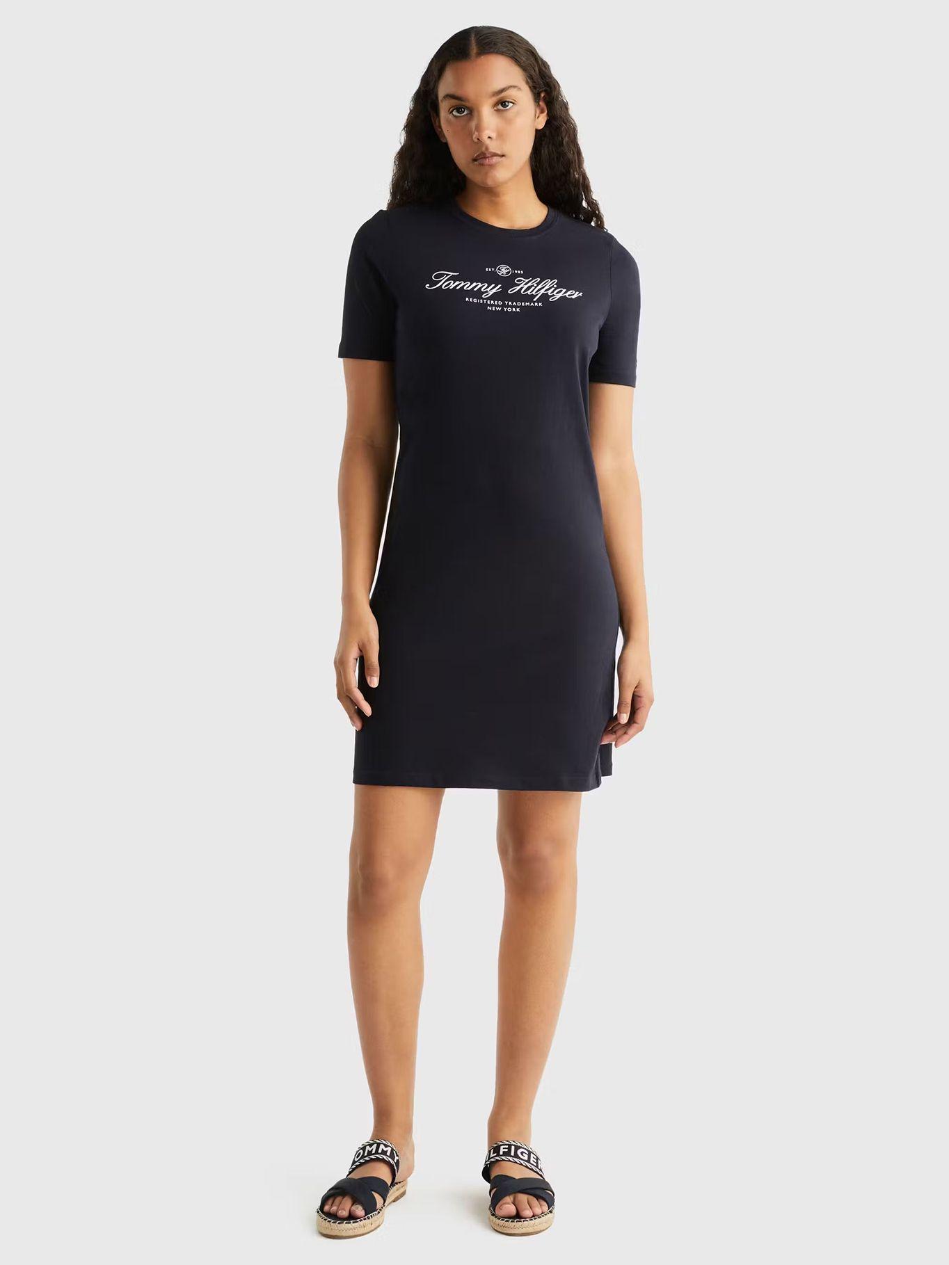 Vestido Logo Script Azul Tommy Hilfiger-3