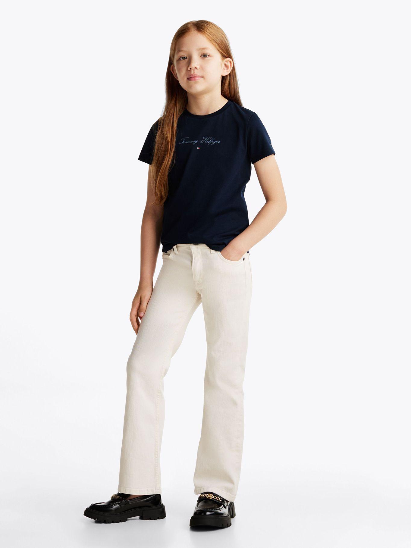 Polera De Niña Con Logo Script Azul Tommy Hilfiger-1