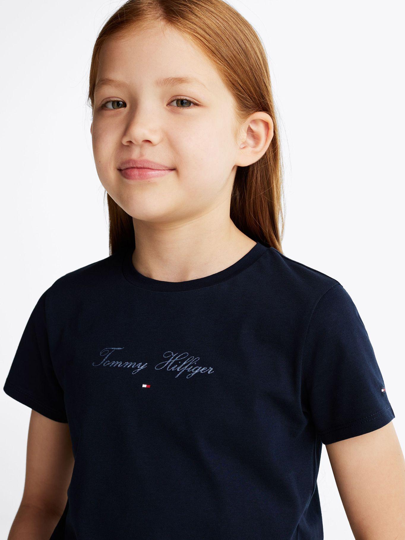 Polera De Niña Con Logo Script Azul Tommy Hilfiger-3