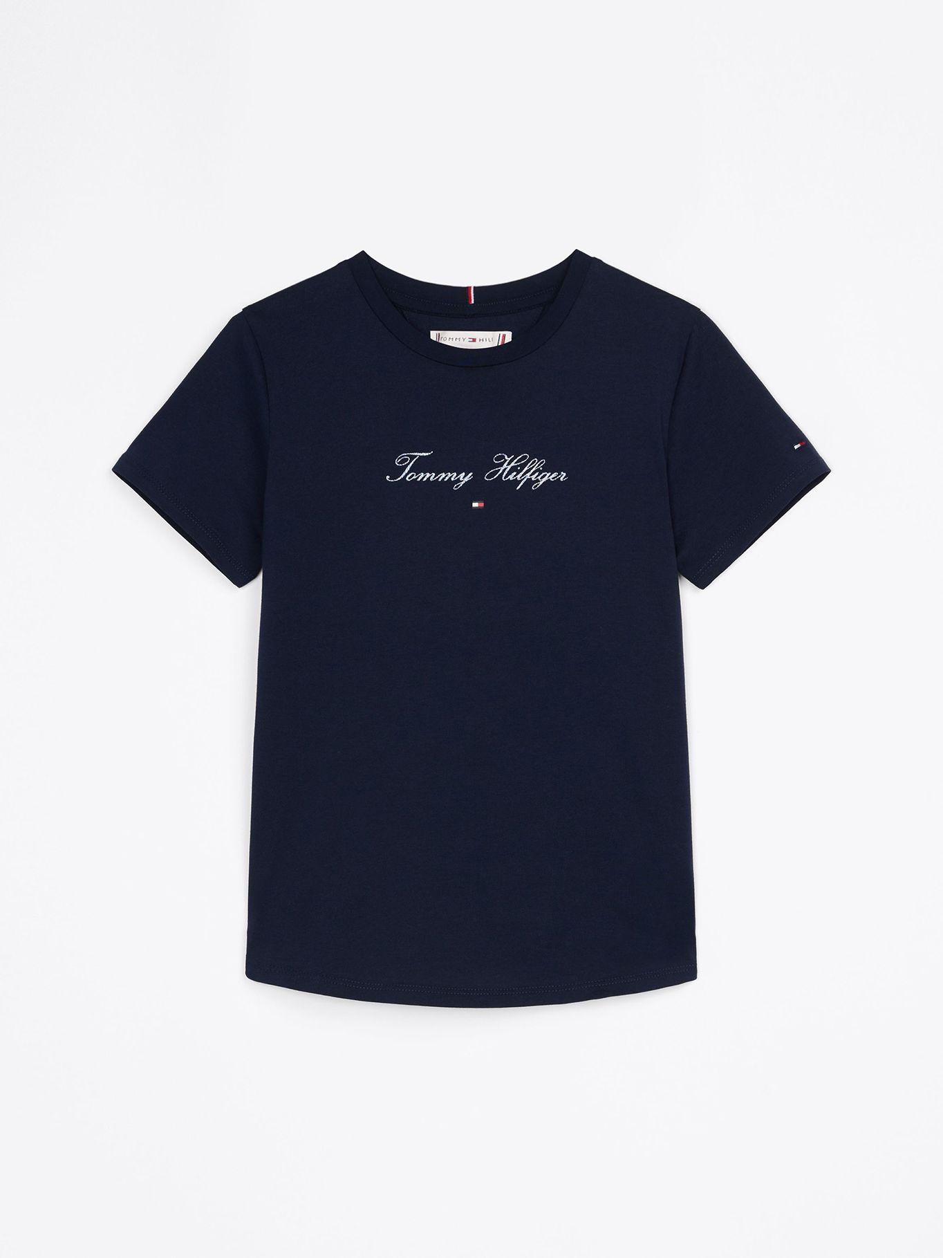 Polera De Niña Con Logo Script Azul Tommy Hilfiger-4