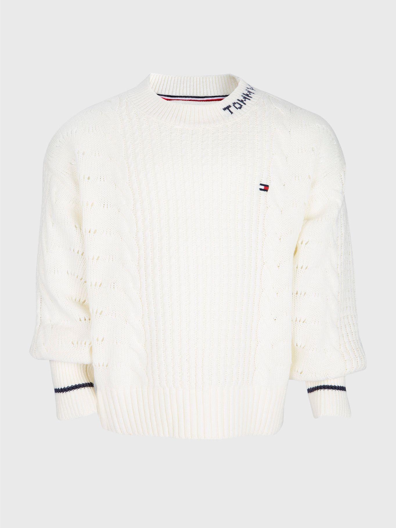Sweater Tejido Cable Con Detalles Beige Tommy Hilfiger-0