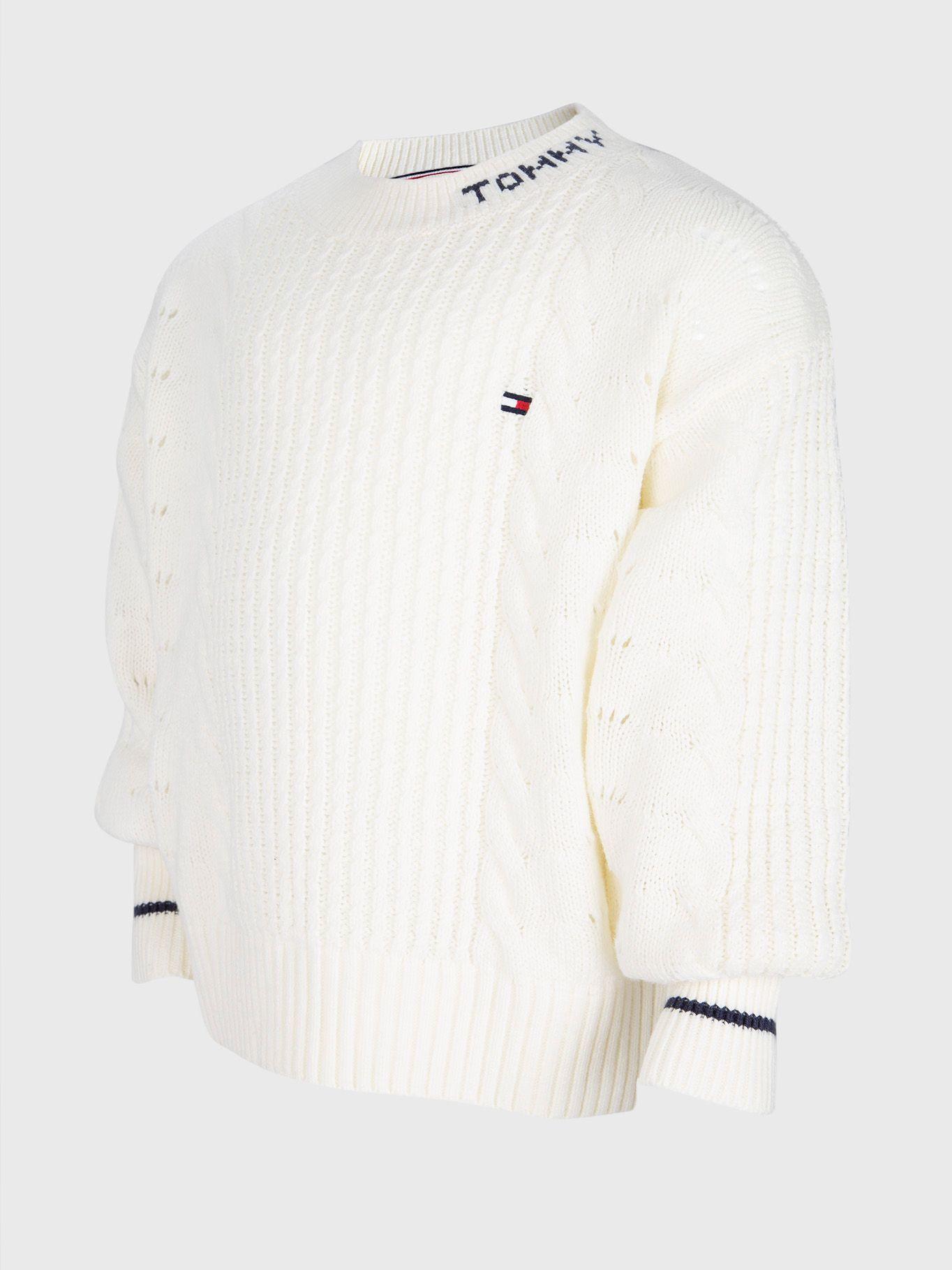 Sweater Tejido Cable Con Detalles Beige Tommy Hilfiger-4
