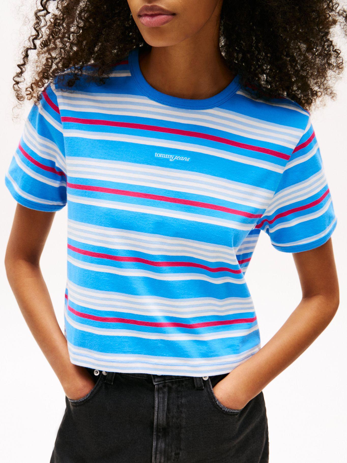 Polera De Rayas Con Logo Celeste C39 Tommy Jeans-3