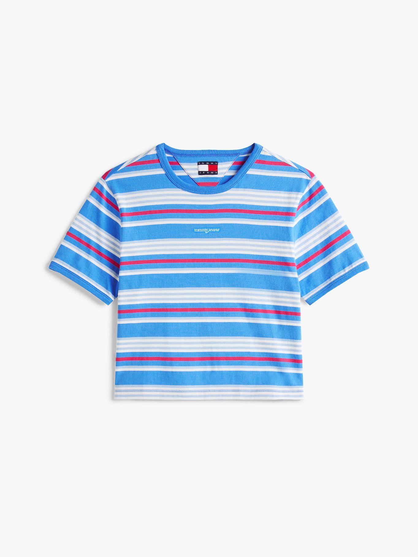 Polera De Rayas Con Logo Celeste C39 Tommy Jeans-4