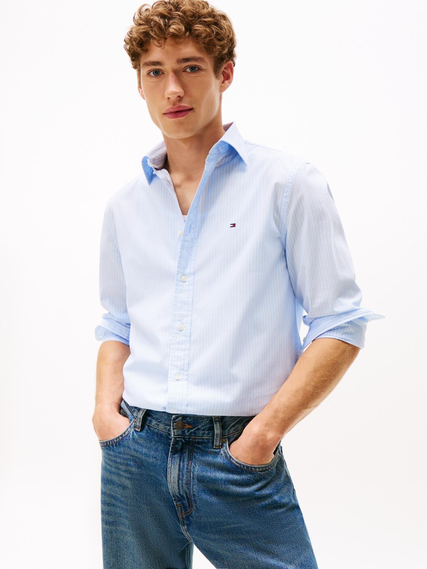 Camisa Core Popelín Regular Fit Celeste Tommy Hilfiger-0