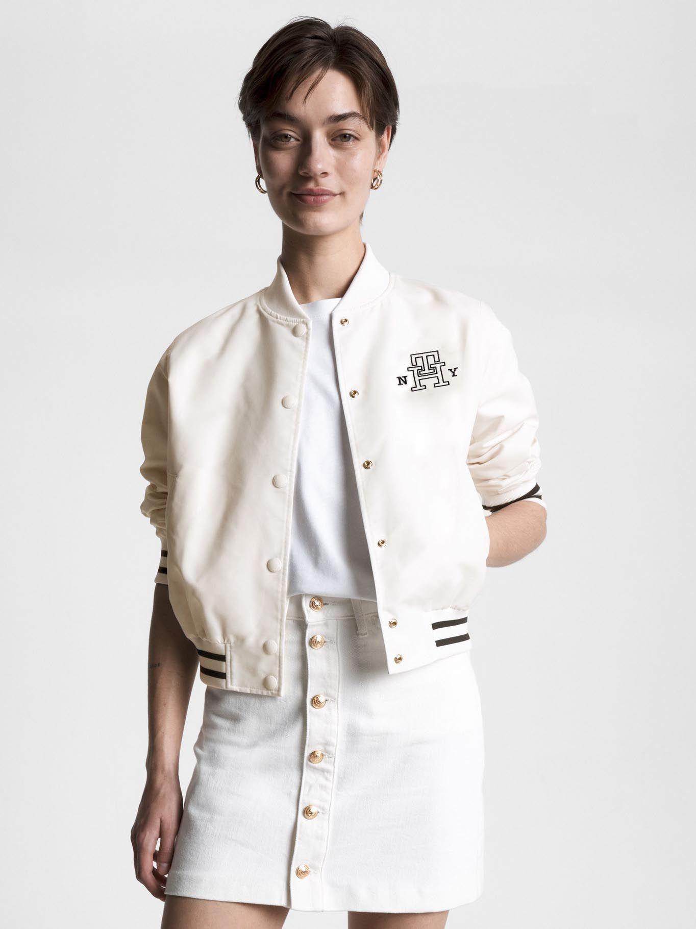 Bomber Varsity Logo Monogram Blanco Tommy Hilfiger-0