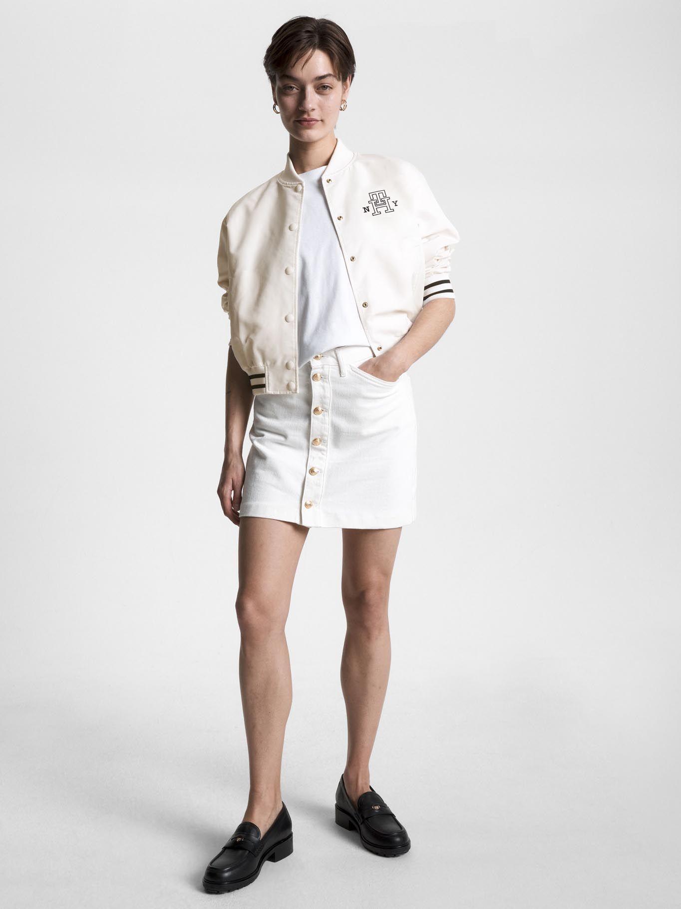 Bomber Varsity Logo Monogram Blanco Tommy Hilfiger-1