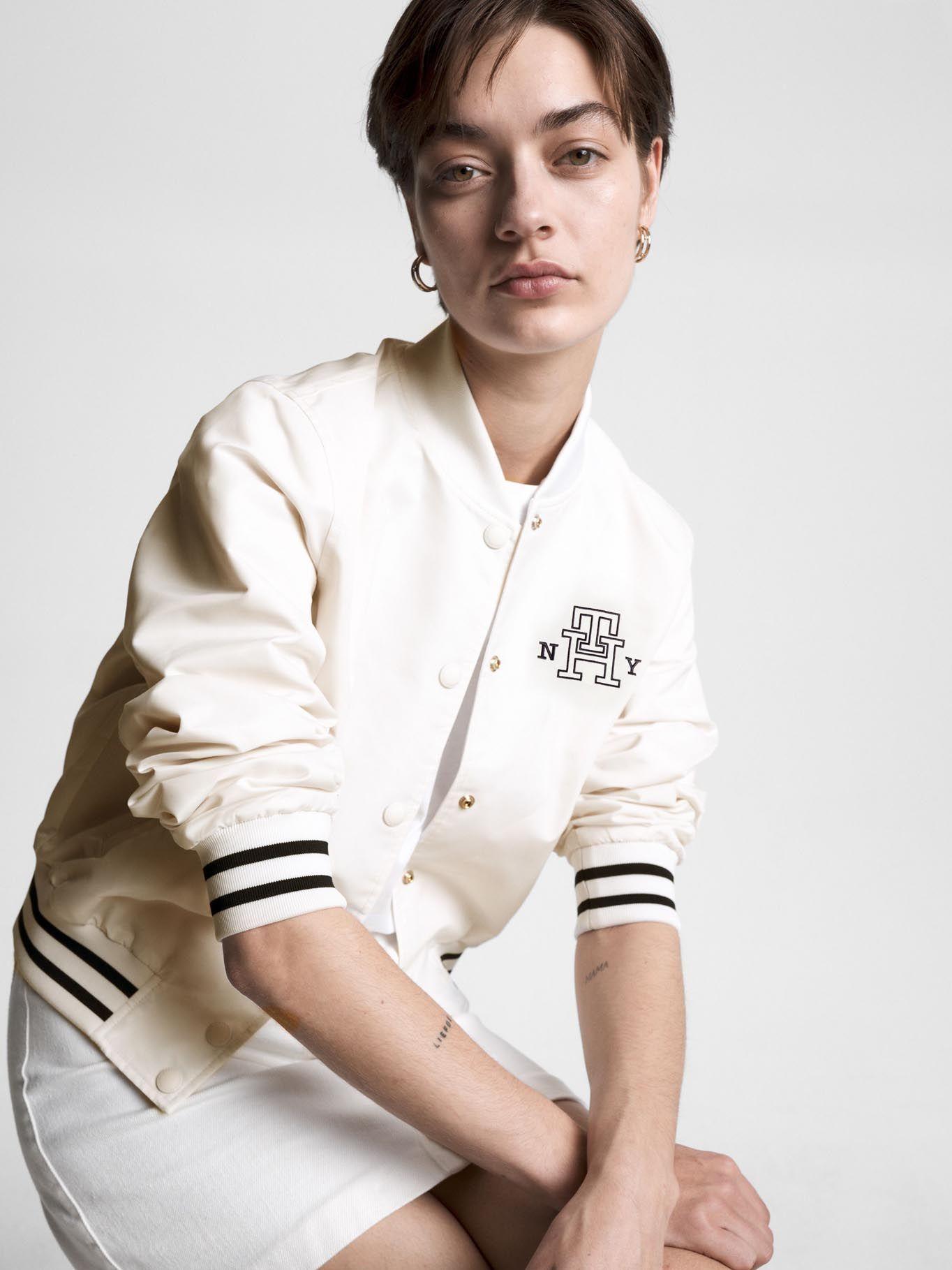 Bomber Varsity Logo Monogram Blanco Tommy Hilfiger-3