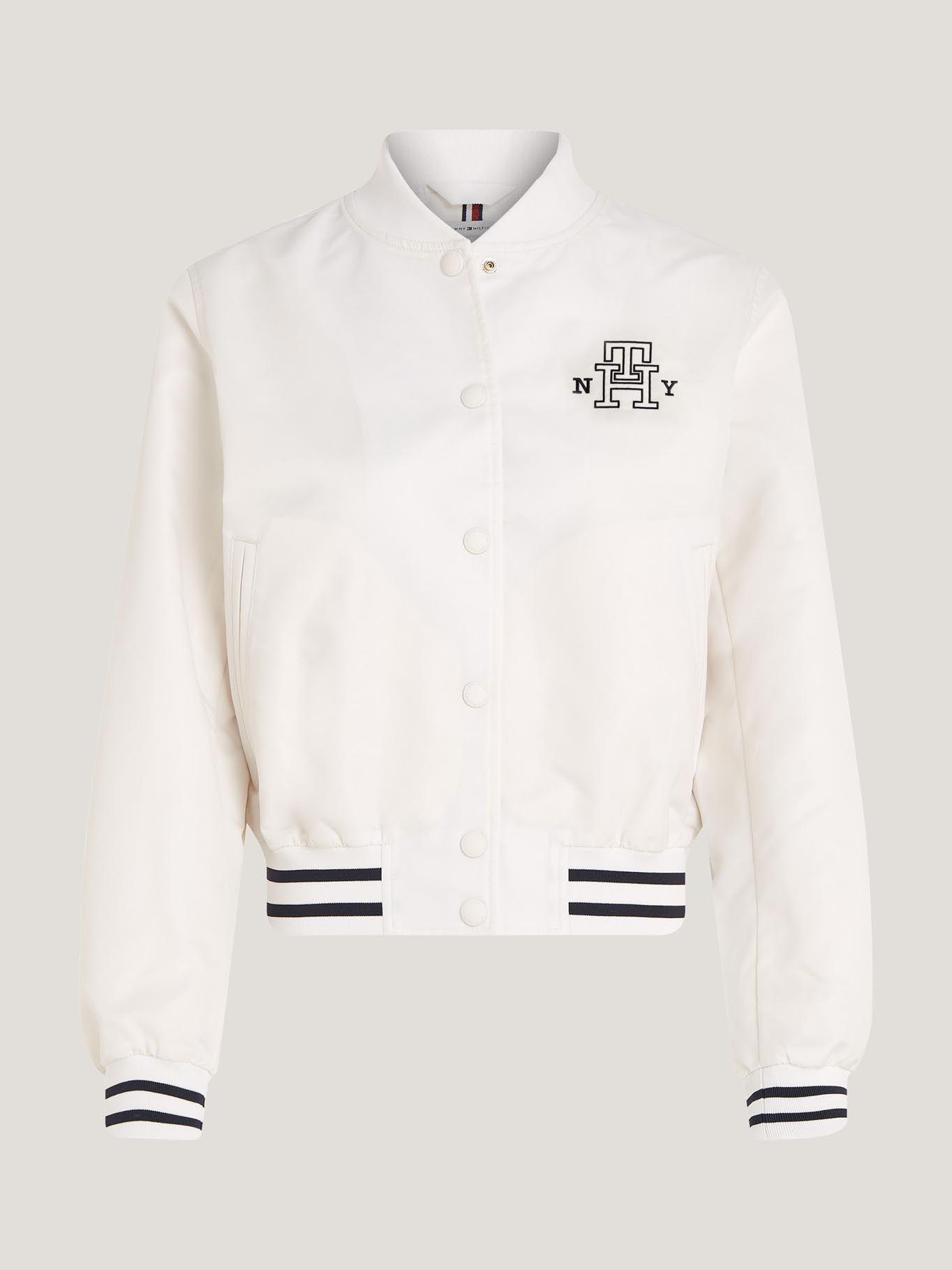 Bomber Varsity Logo Monogram Blanco Tommy Hilfiger-4