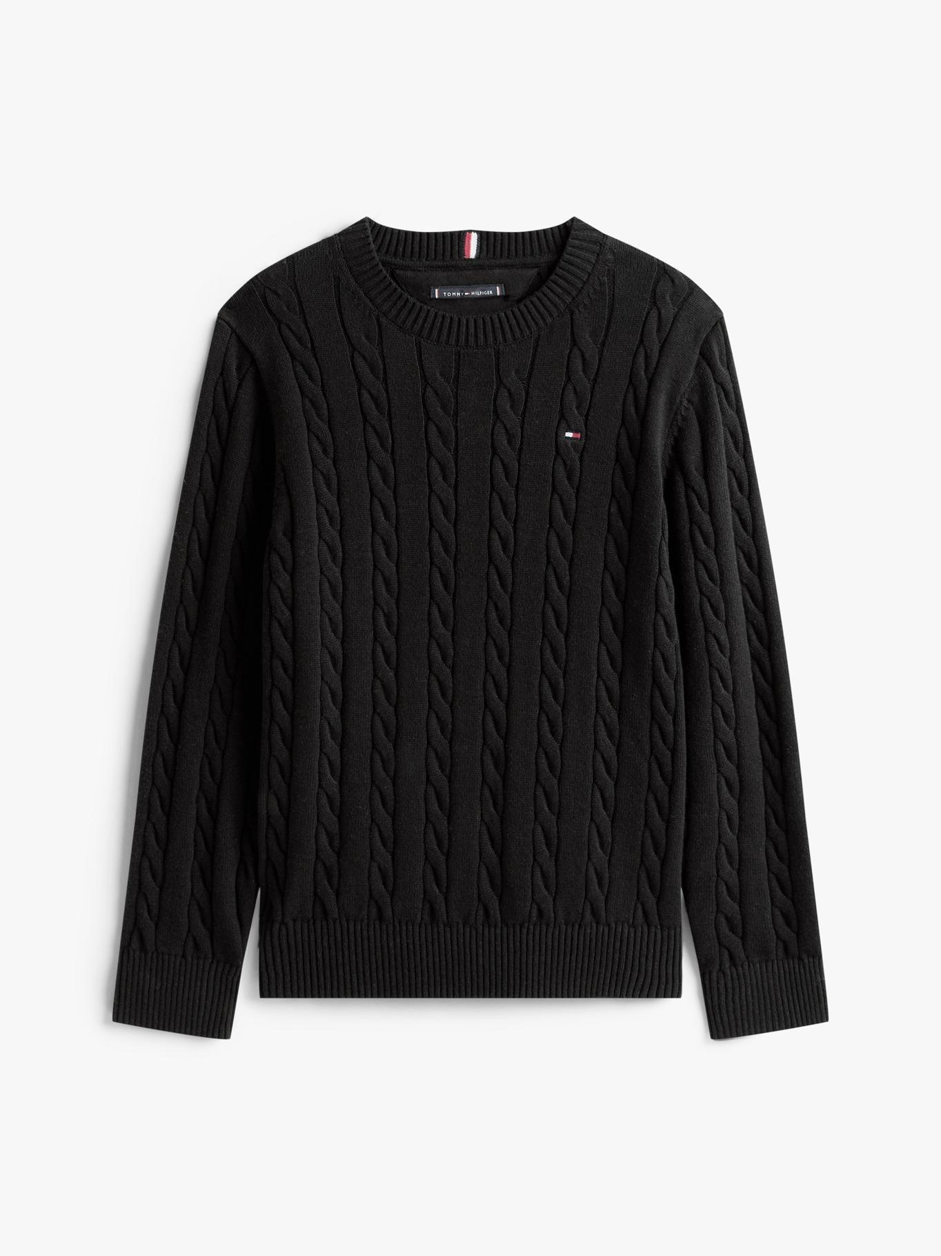 Sweater De Niño De Punto Trenzado Negro Tommy Hilfiger-4