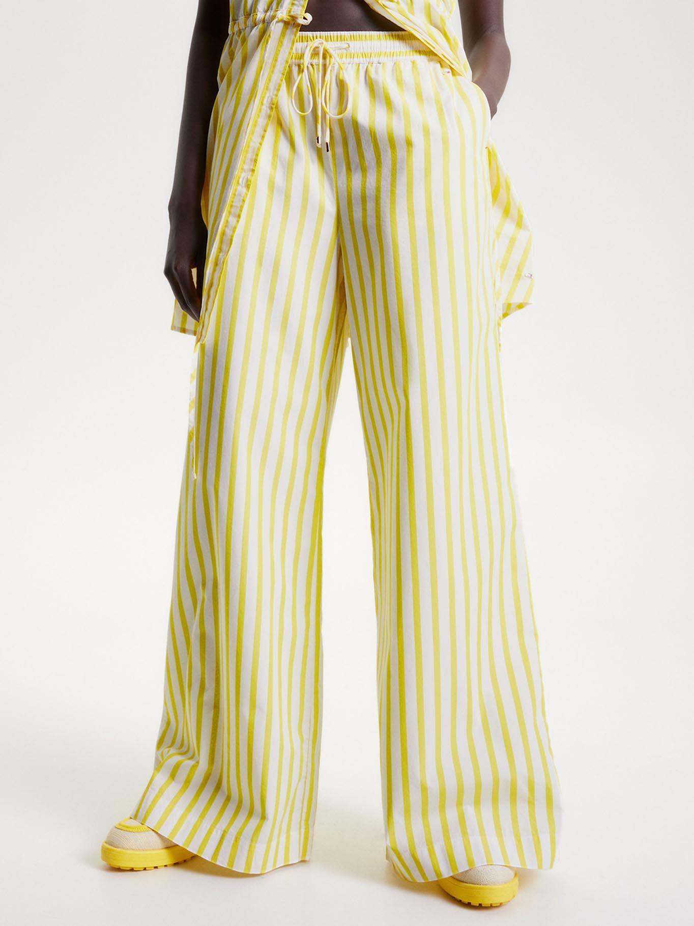 Pantalón Ancho A Rayas Amarillo Tommy Hilfiger-0