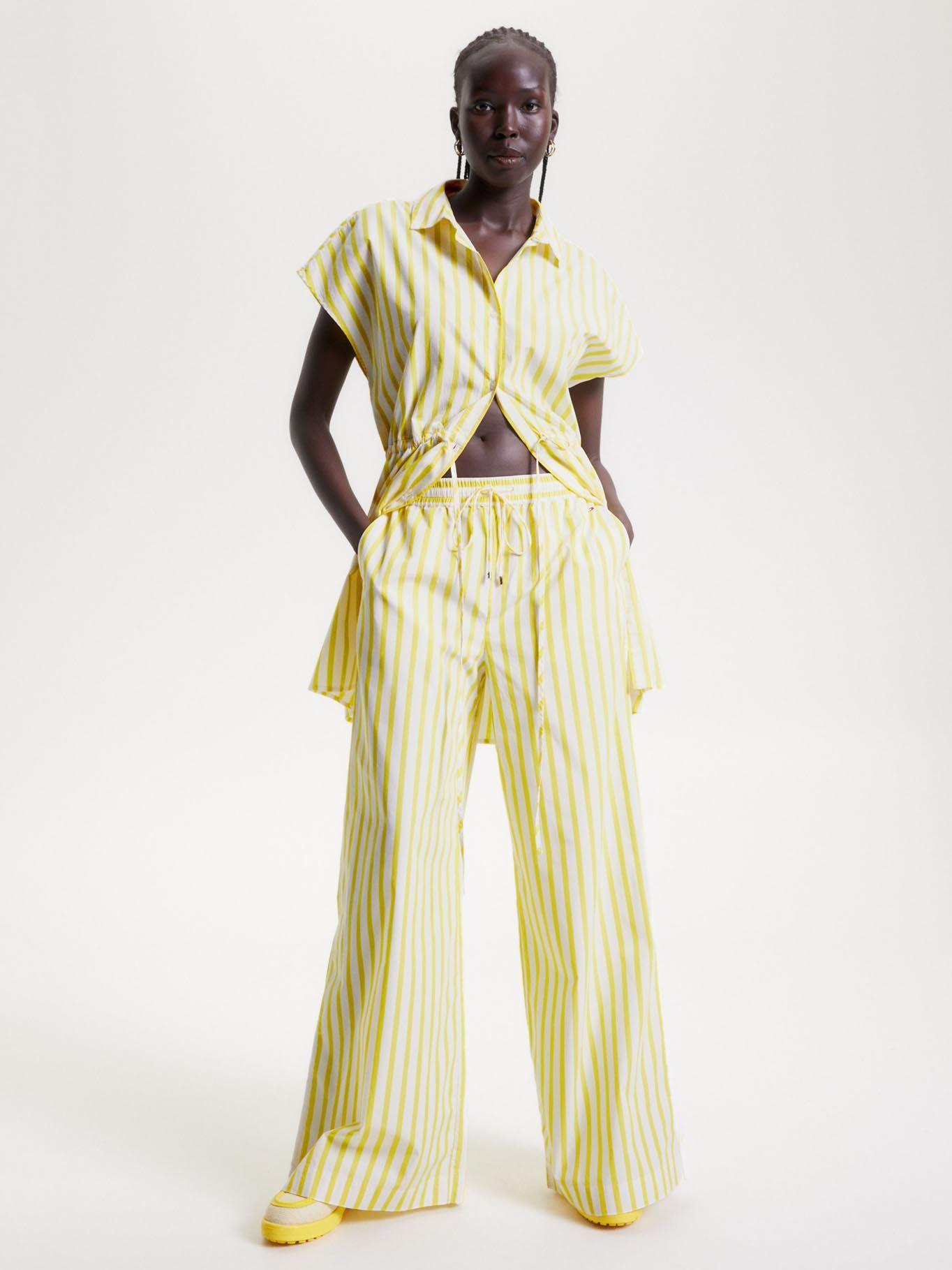 Pantalón Ancho A Rayas Amarillo Tommy Hilfiger-1