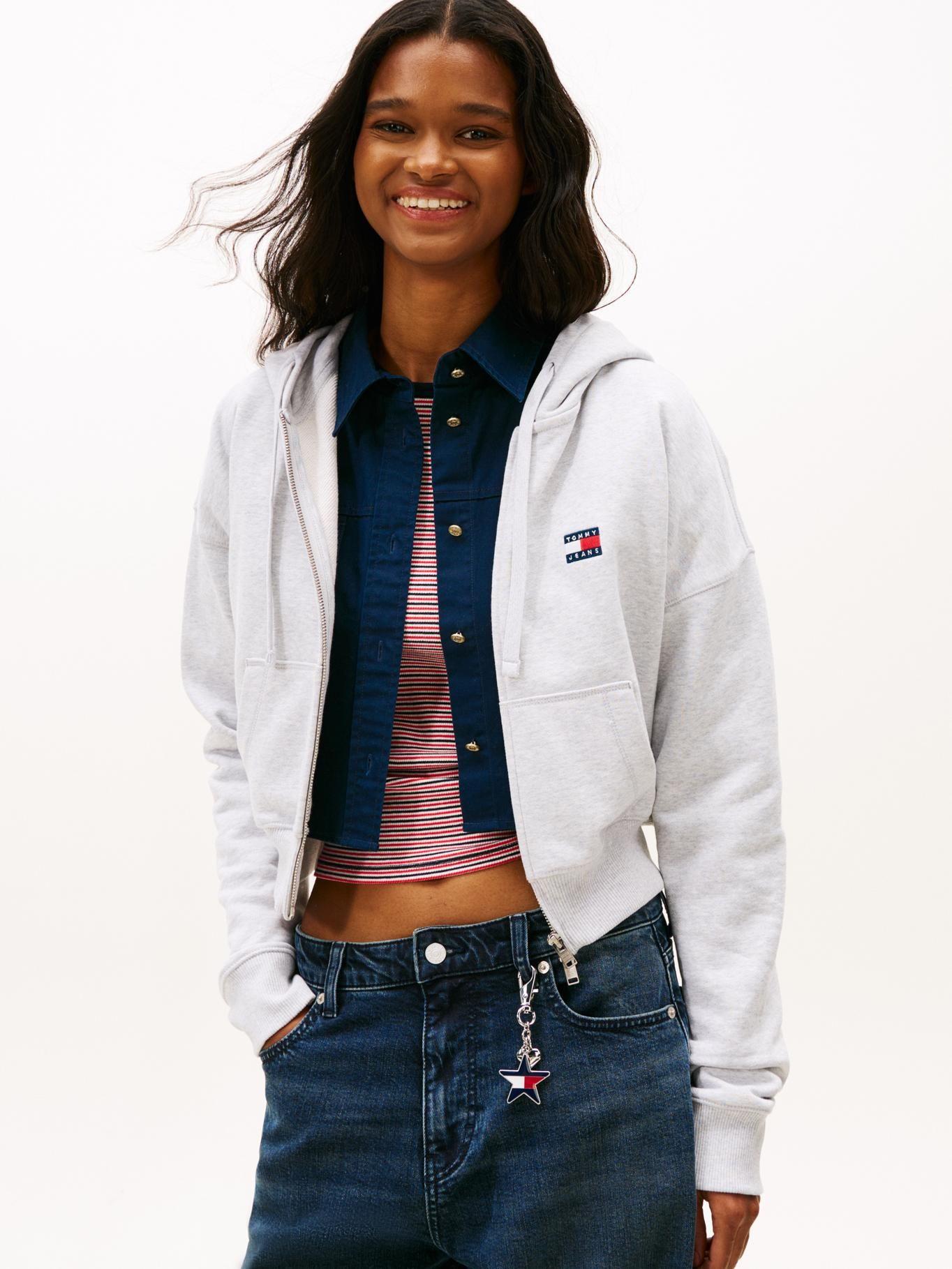 Polerón Hoodie Con Cierre Tommy Jeans Gris-0