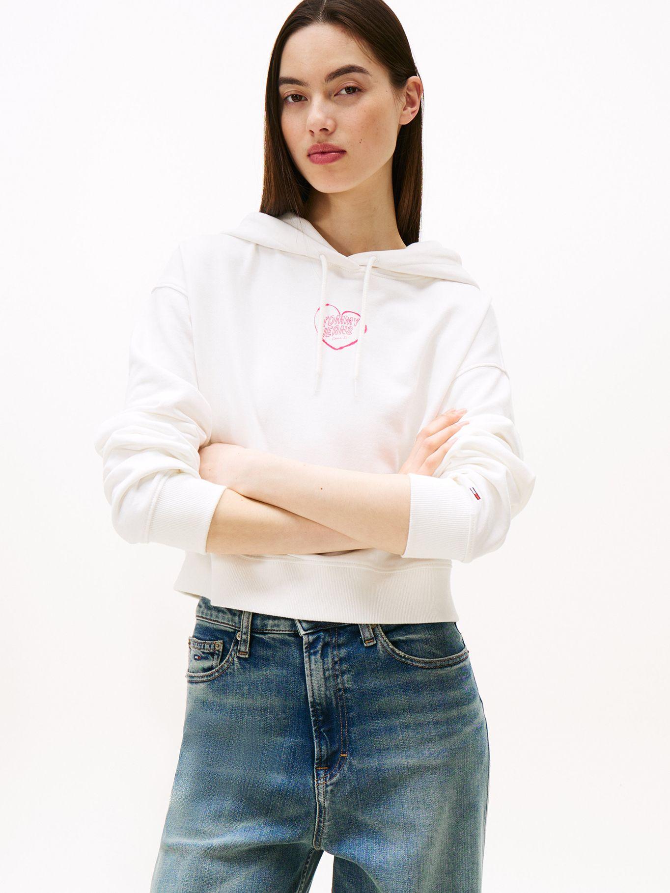 Polerón Hoodie Relaxed Cropped Blanco YBL Tommy Jeans-0