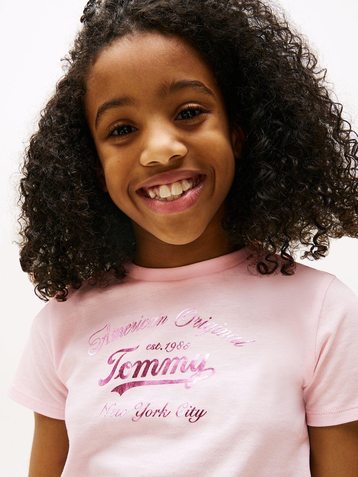 Polera Script Logo Metalizado Rosado Tommy Hilfiger-3