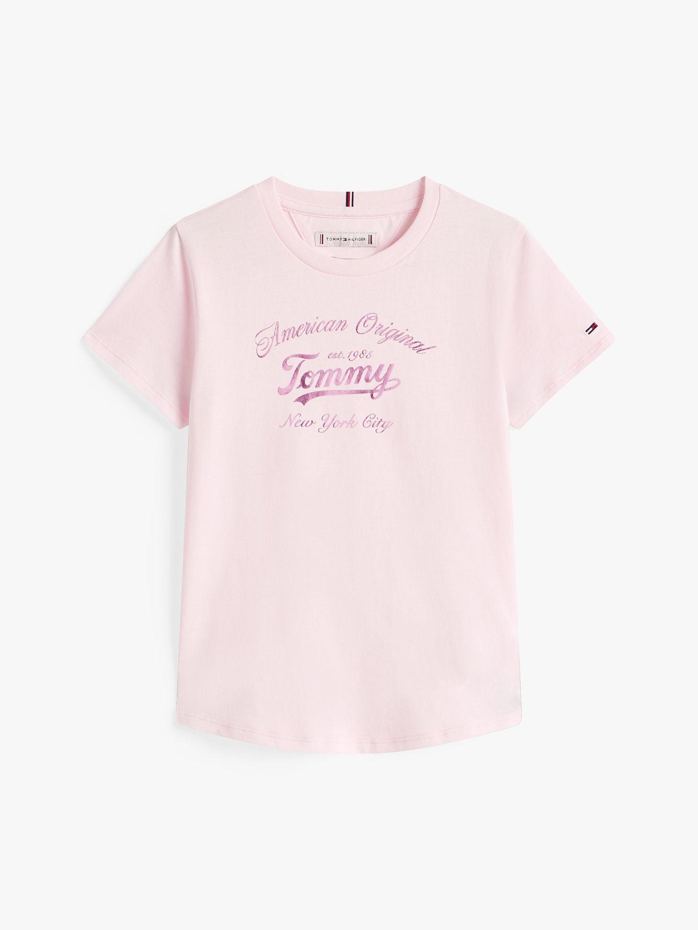 Polera Script Logo Metalizado Rosado Tommy Hilfiger-4