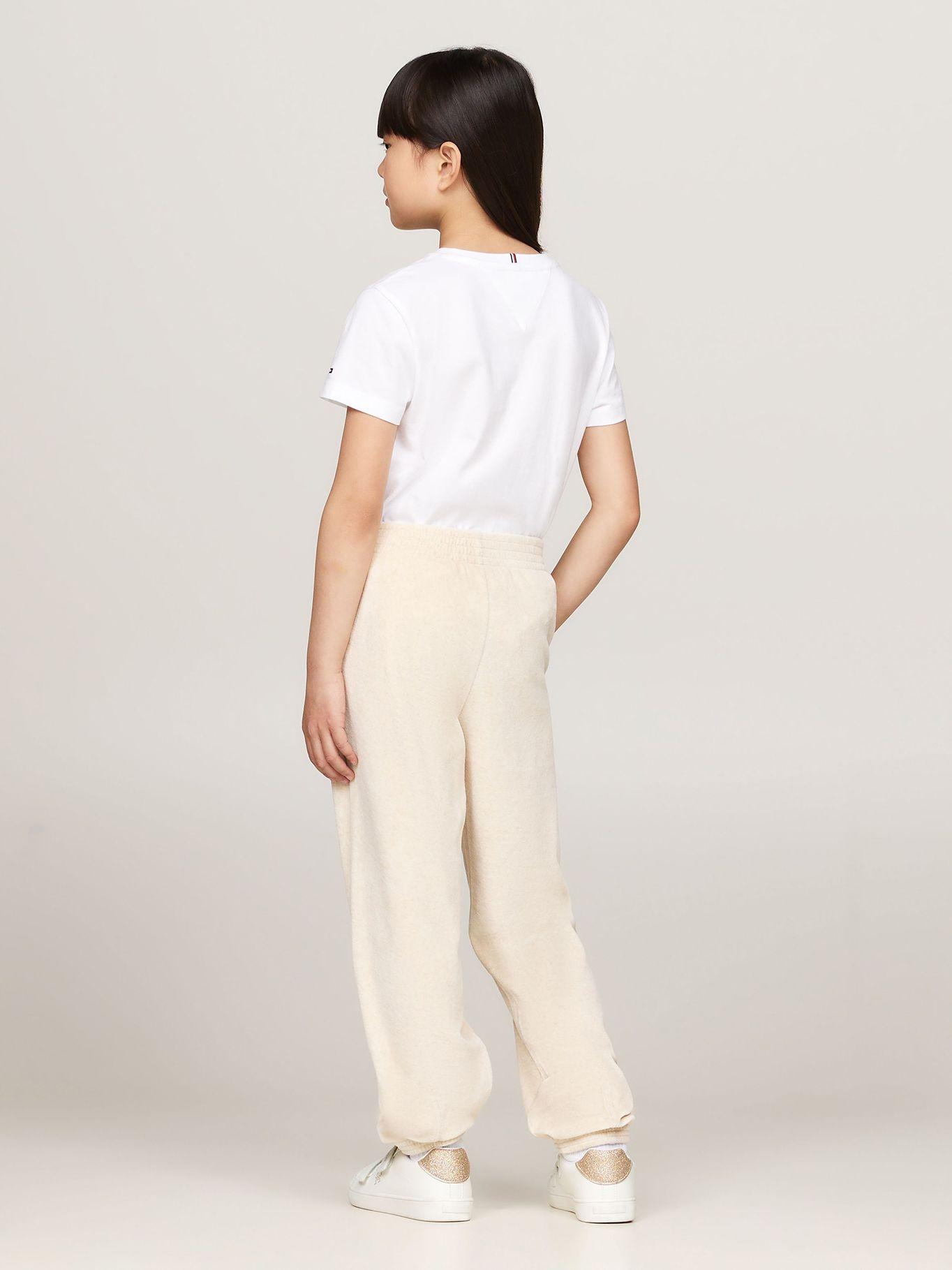 Joggers De Niña Con Logo Script Beige Tommy Hilfiger-2