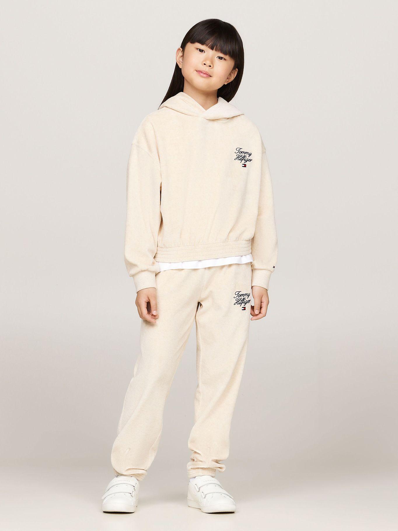 Joggers De Niña Con Logo Script Beige Tommy Hilfiger-0