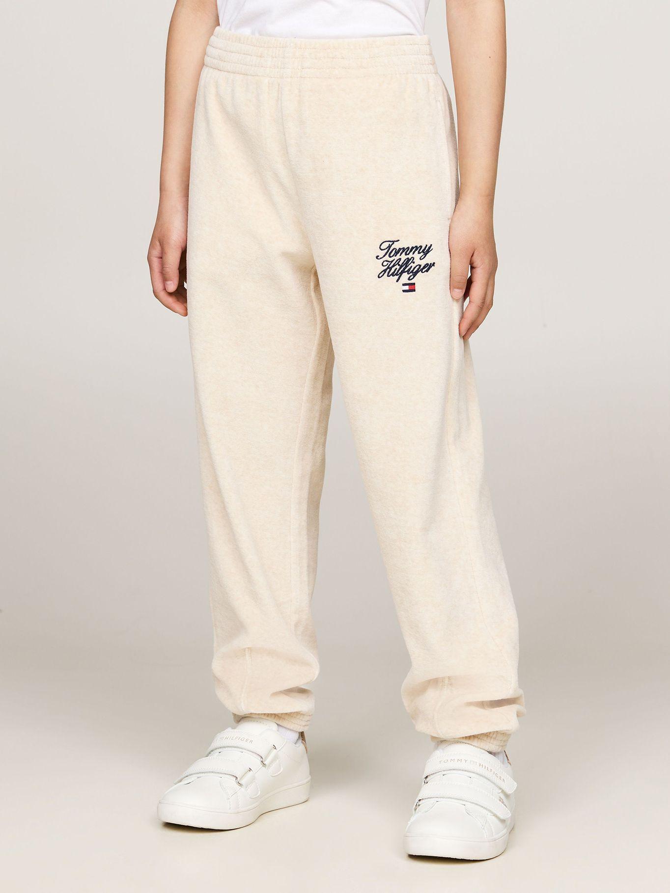 Joggers De Niña Con Logo Script Beige Tommy Hilfiger-1