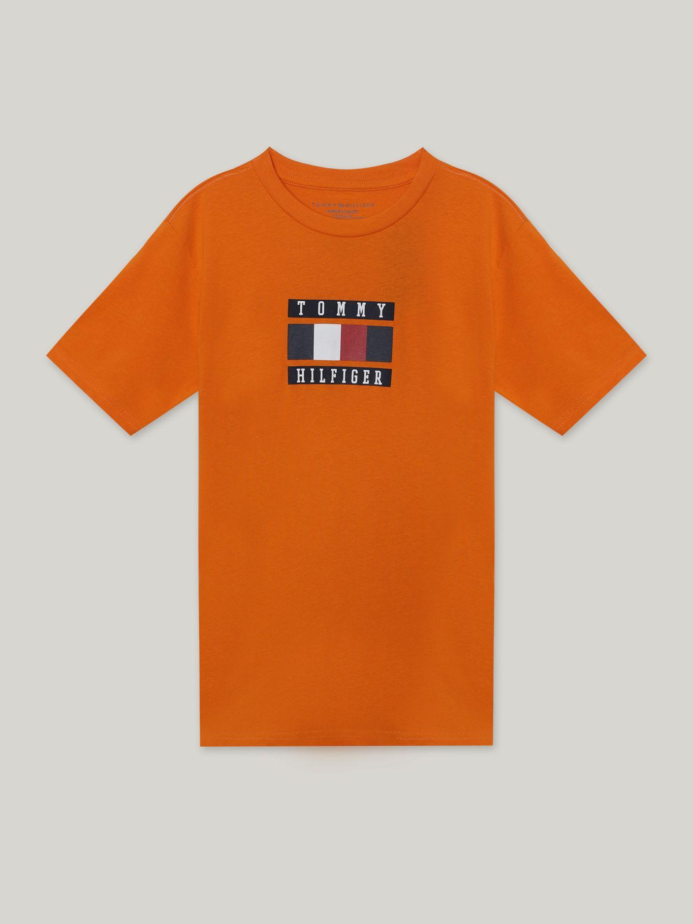 Polera De Niño Stripe Block Naranjo Tommy Hilfiger-0