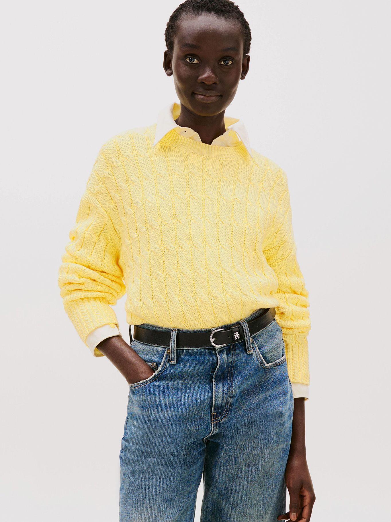 Sweater Soft Cable Solid Amarillo Tommy Hilfiger-0