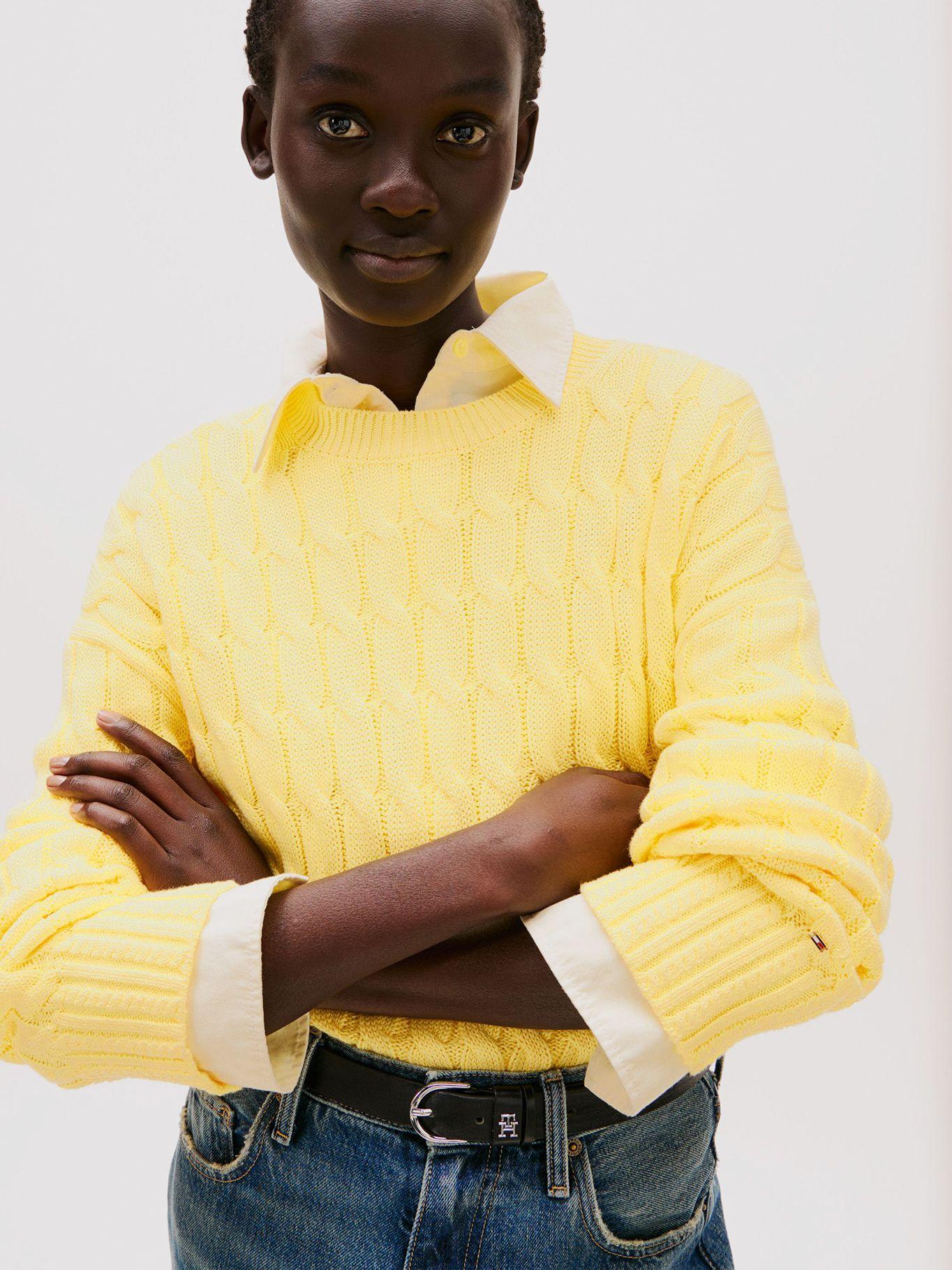 Sweater Soft Cable Solid Amarillo Tommy Hilfiger-3