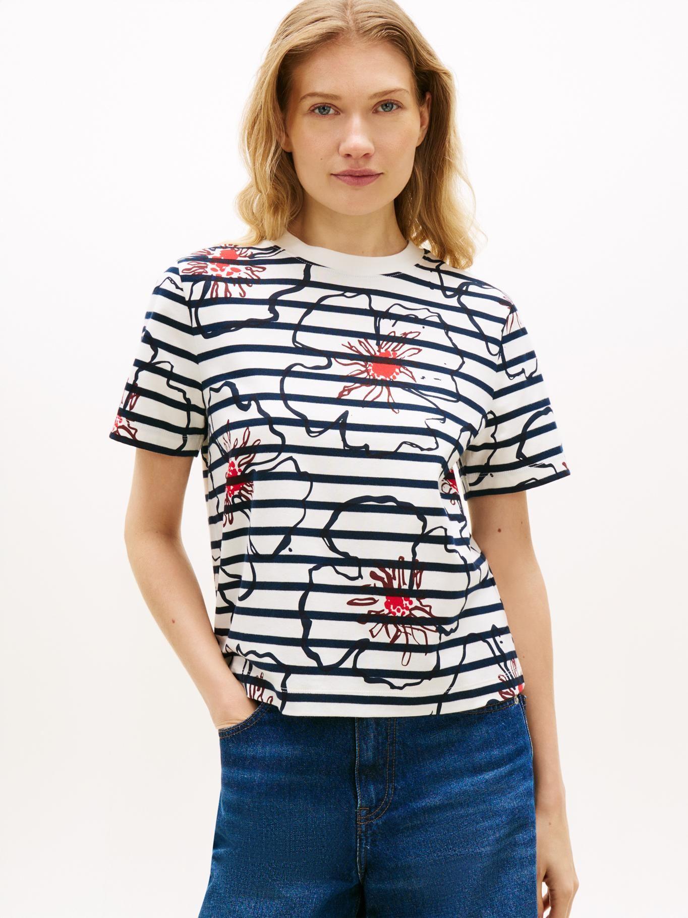 Polera Interlock Con Flores Regular Fit-0