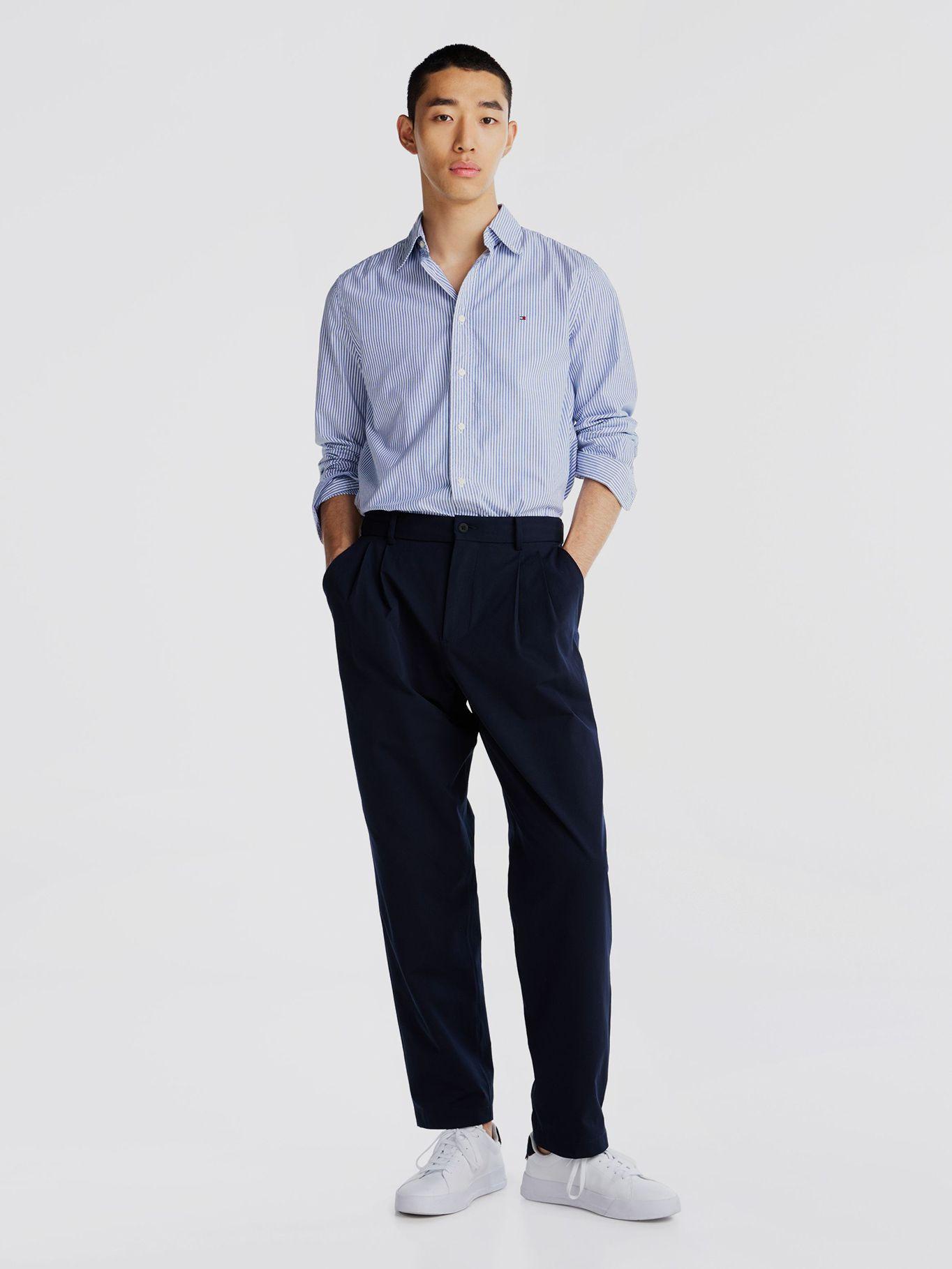 Camisa Flex Regular Fit A Rayas Celeste Tommy Hilfiger-1