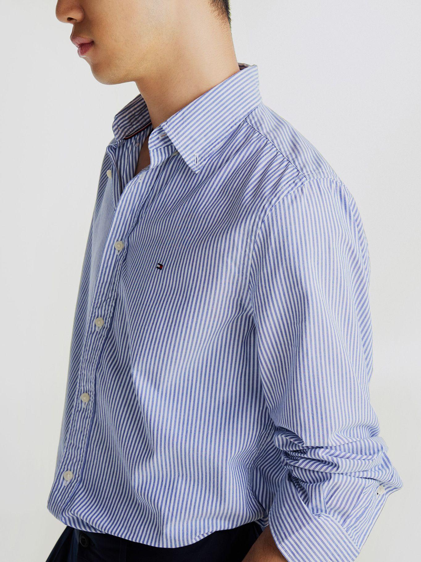 Camisa Flex Regular Fit A Rayas Celeste Tommy Hilfiger-3