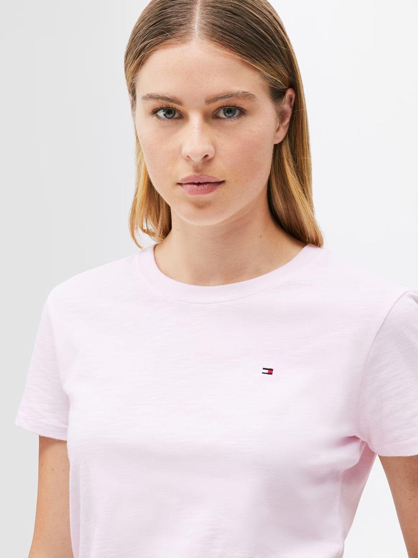 Polera De Corte Regular Con Logo Rosado Tommy Hilfiger-3