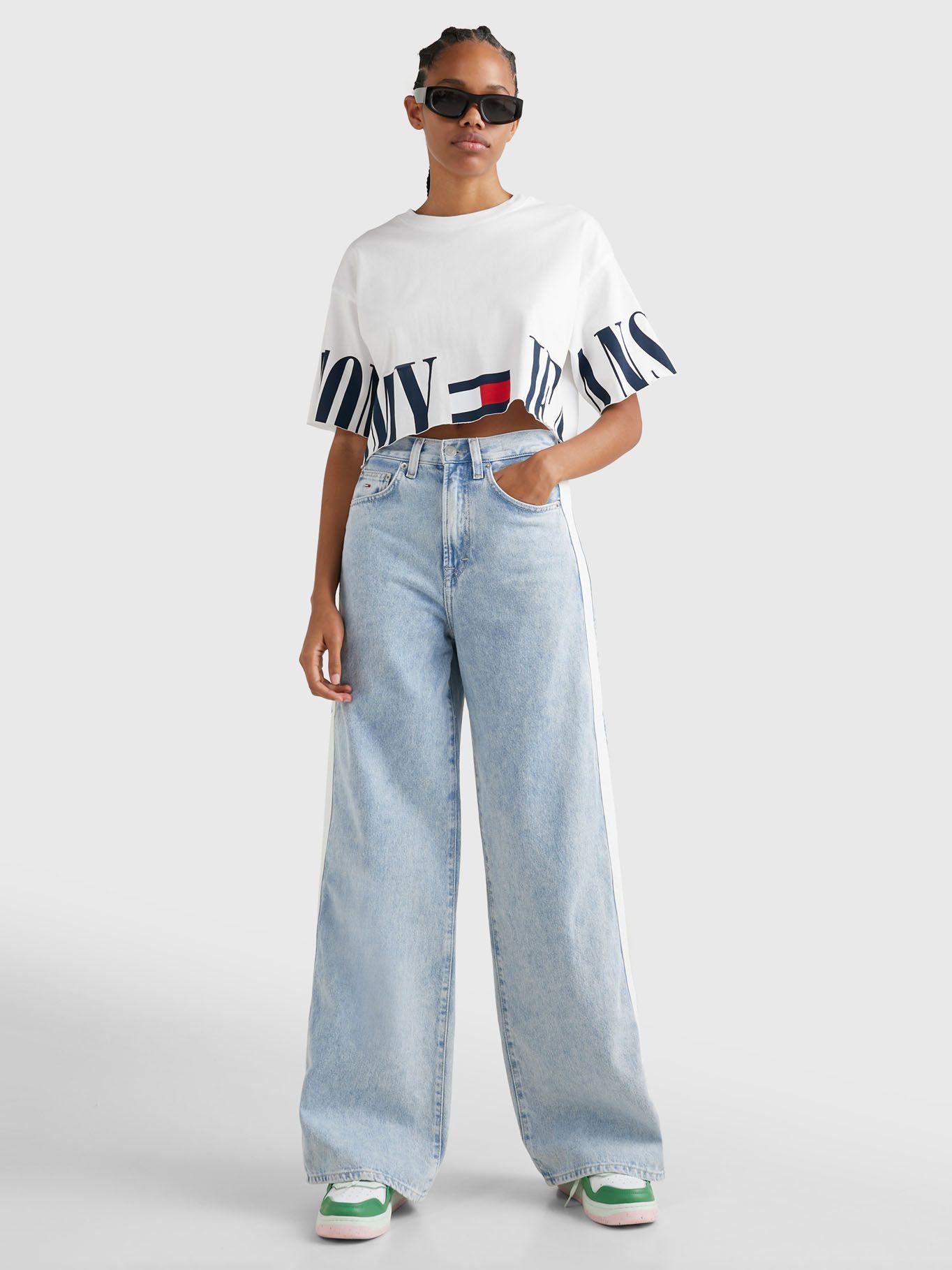 Polera Oversize Cropped Con Logo Blanco Tommy Jeans-1