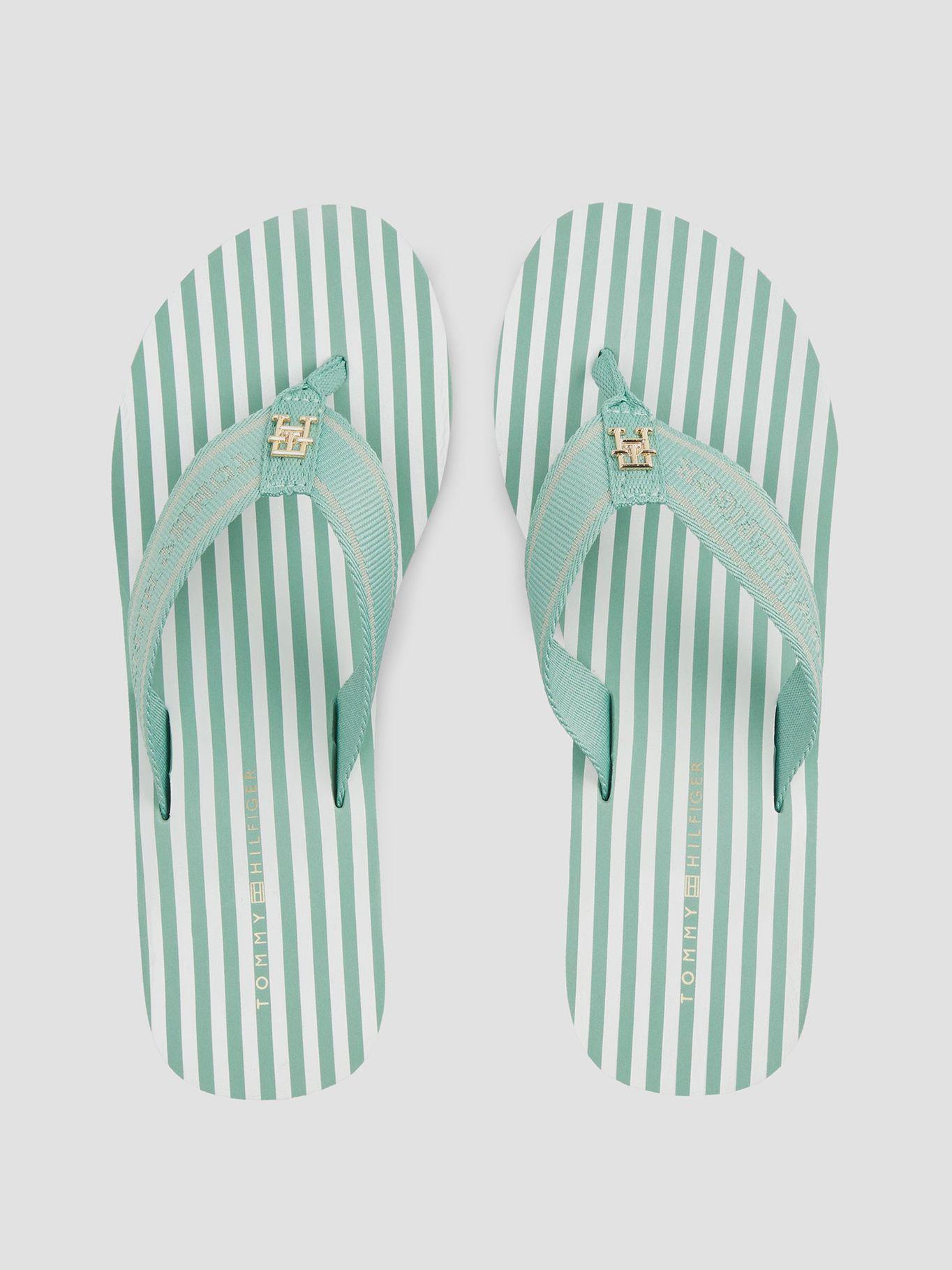 Sandalias De Cuña Con Logo Y Rayas Verde Tommy Hilfiger-2