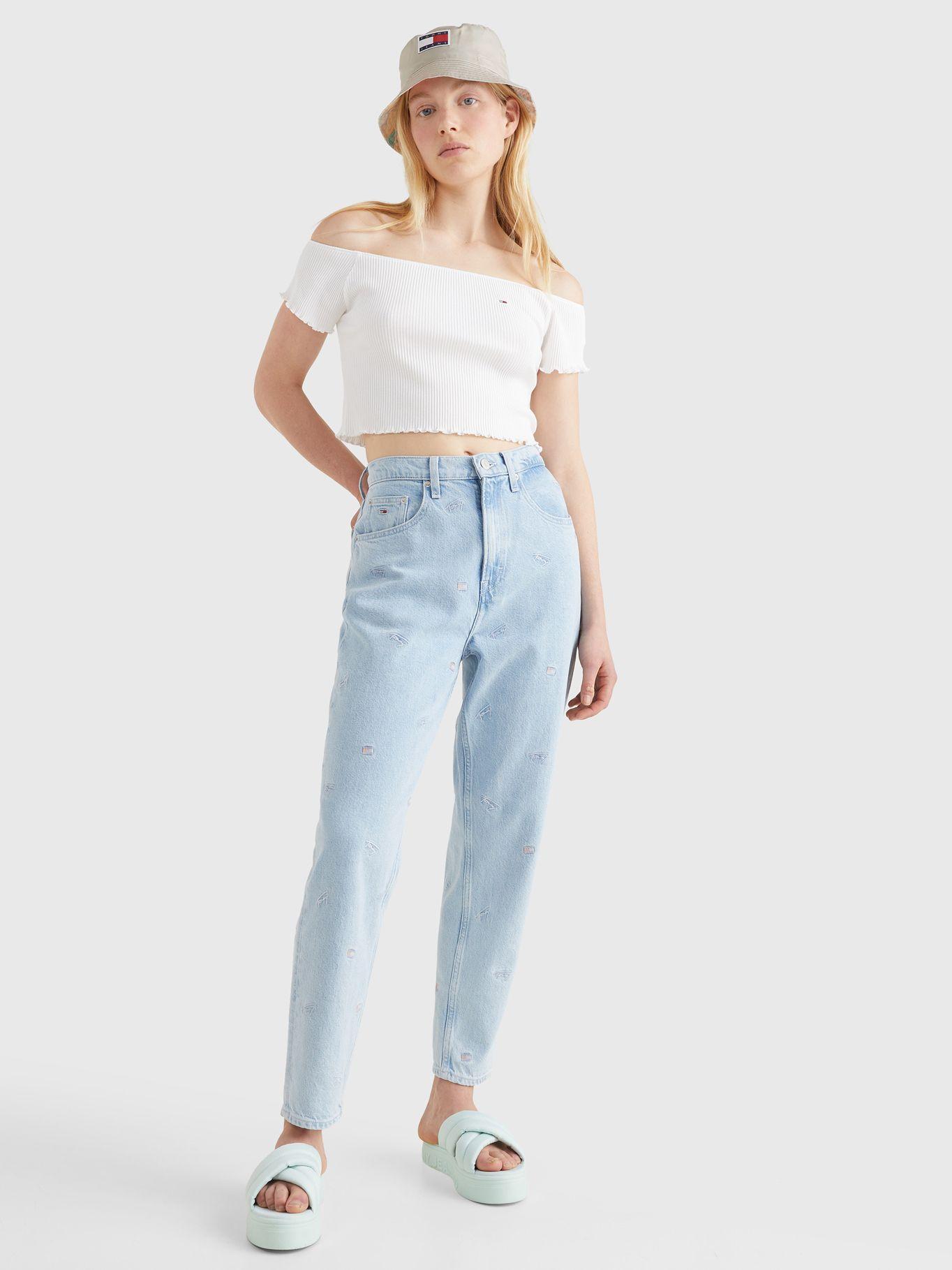 Polera Cropped De Hombros Caídos Blanco Tommy Hilfiger-0