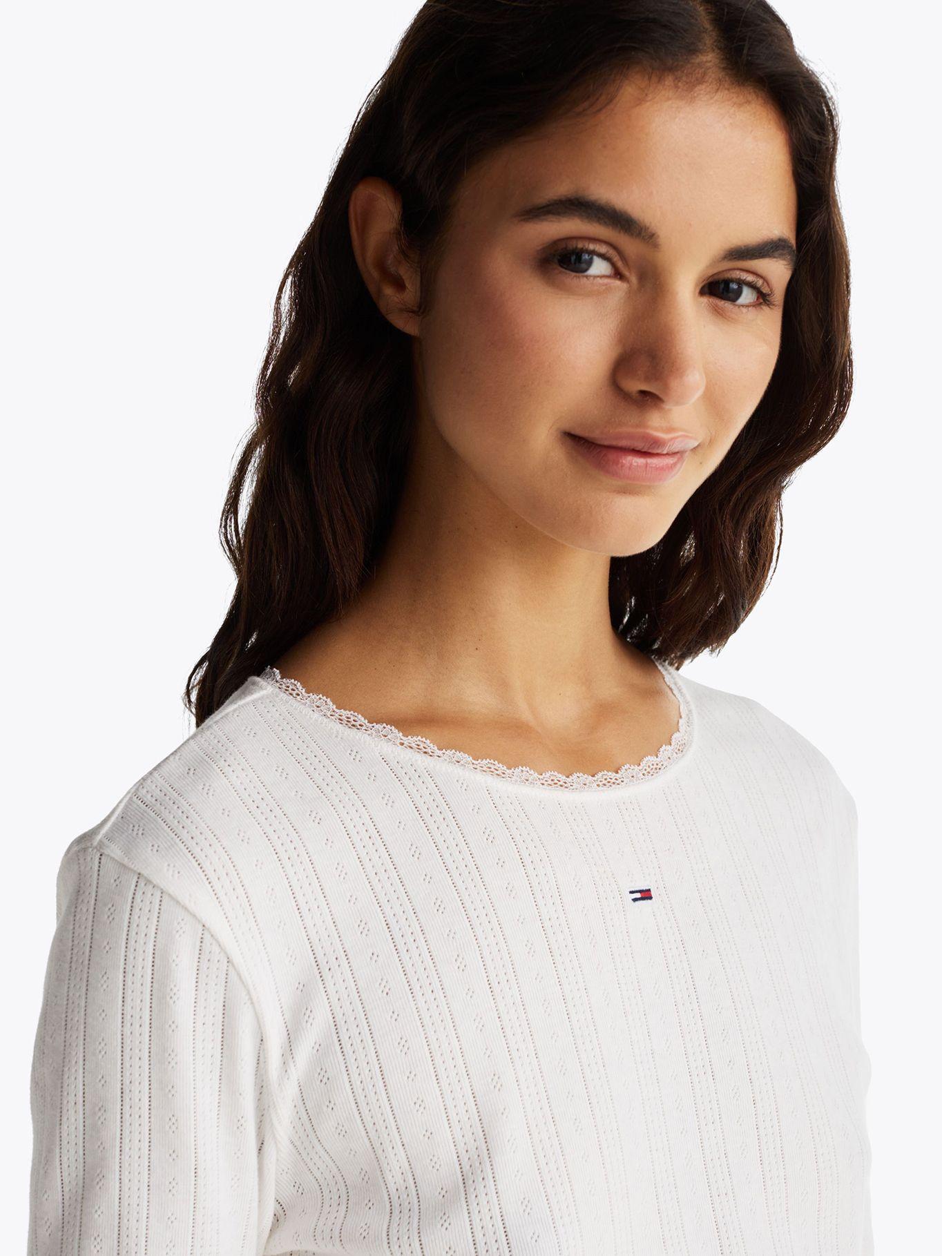 Polera Pointelle Con Logo Slim Fit Blanco Tommy Jeans-3