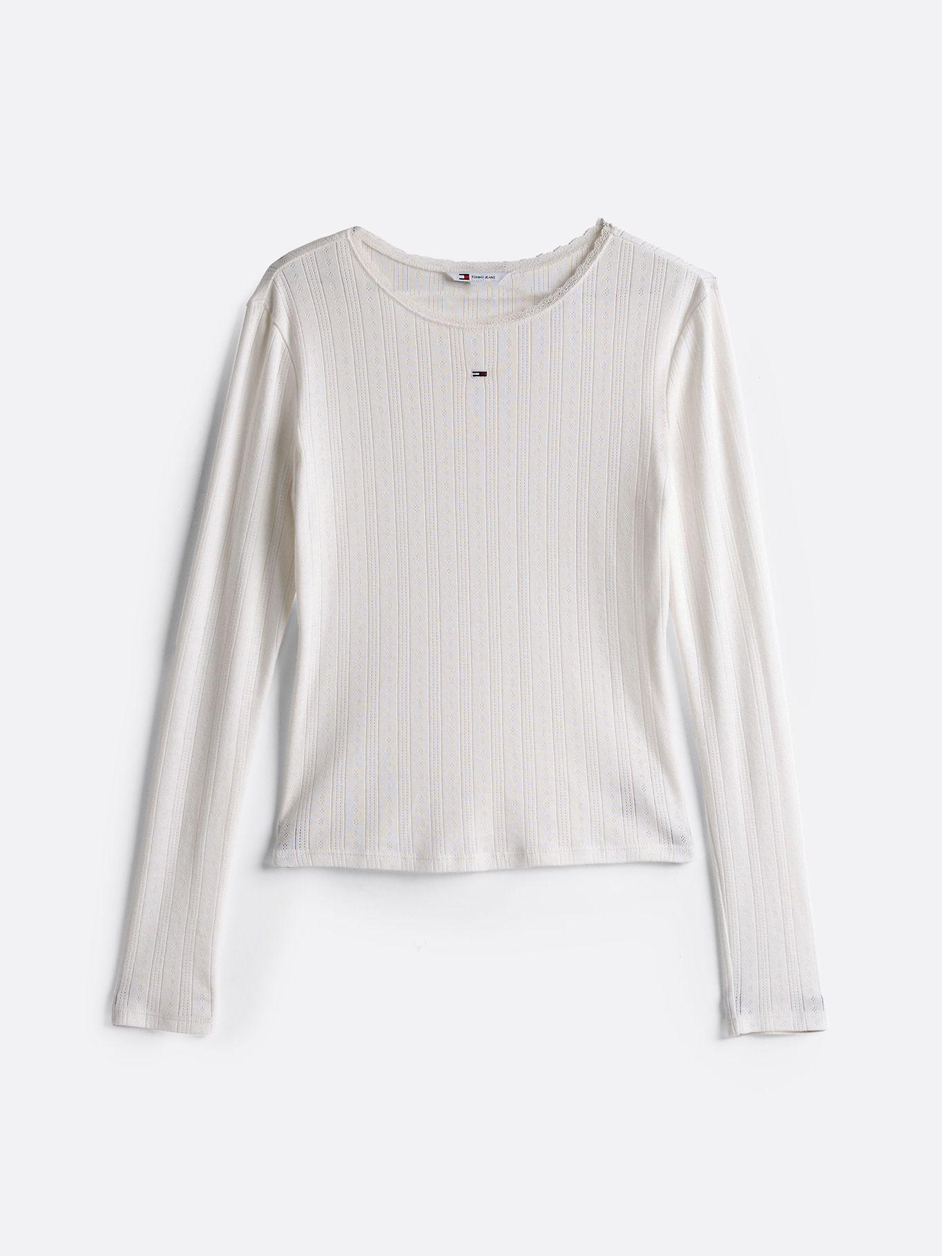Polera Pointelle Con Logo Slim Fit Blanco Tommy Jeans-4