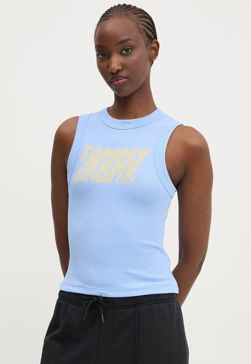 Polera Bubble Con Logo Celeste Tommy Jeans-0