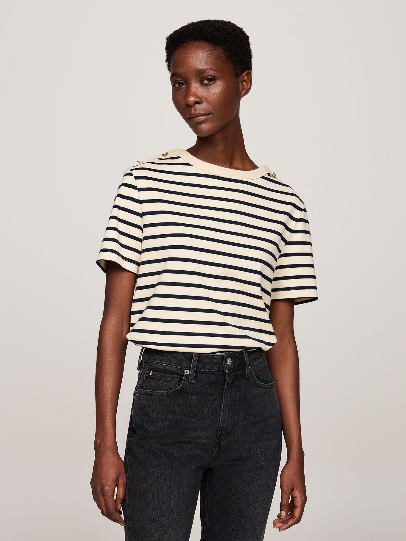 Polera Logo Botones Dorados Multicolor Tommy Hilfiger-0