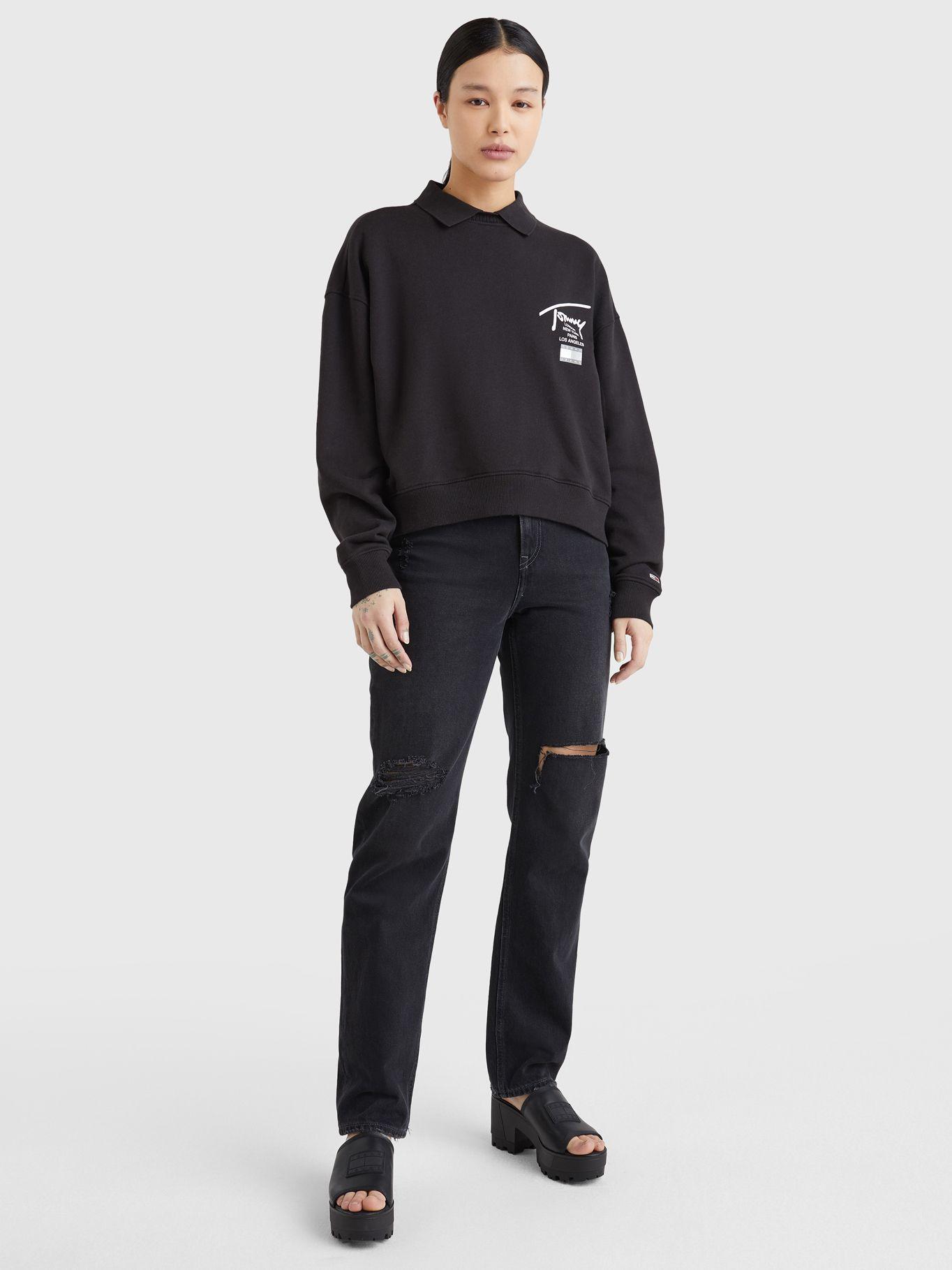 Polerón Cropped Signature Negro Tommy Jeans JN2-0