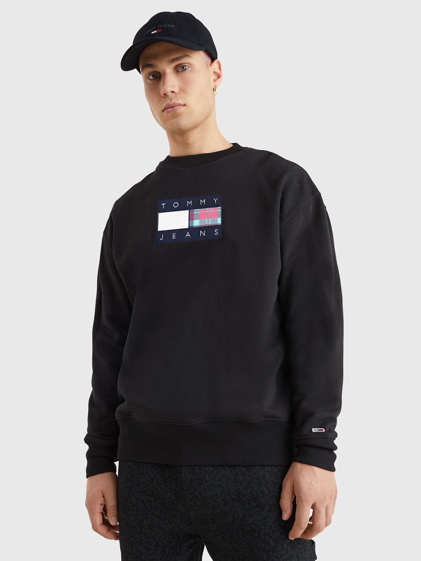 Polerón Relaxed Tartan Flag Negro Tommy Jeans-0