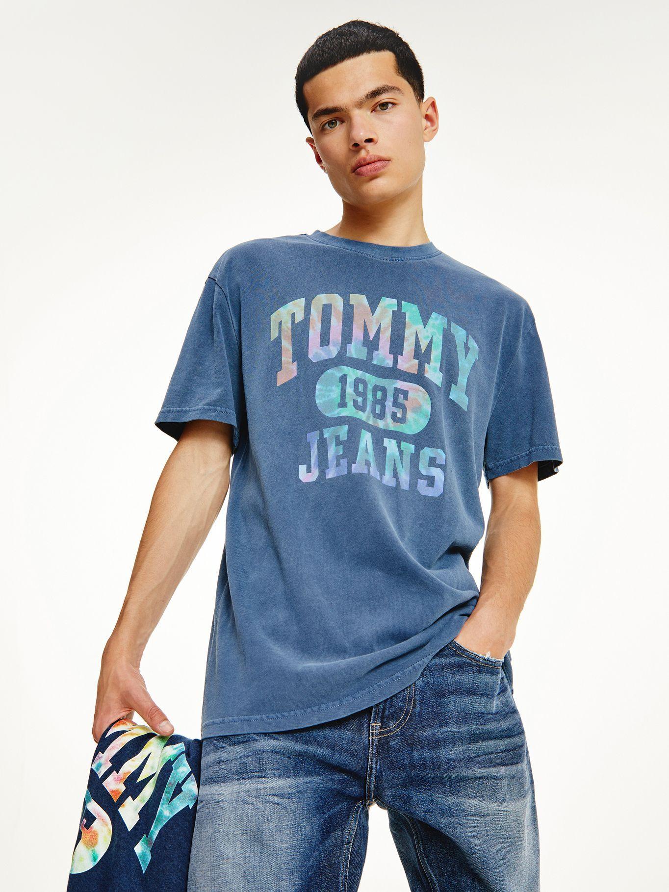 Polera Logo Desteñido Azul Tommy Jeans M2-0