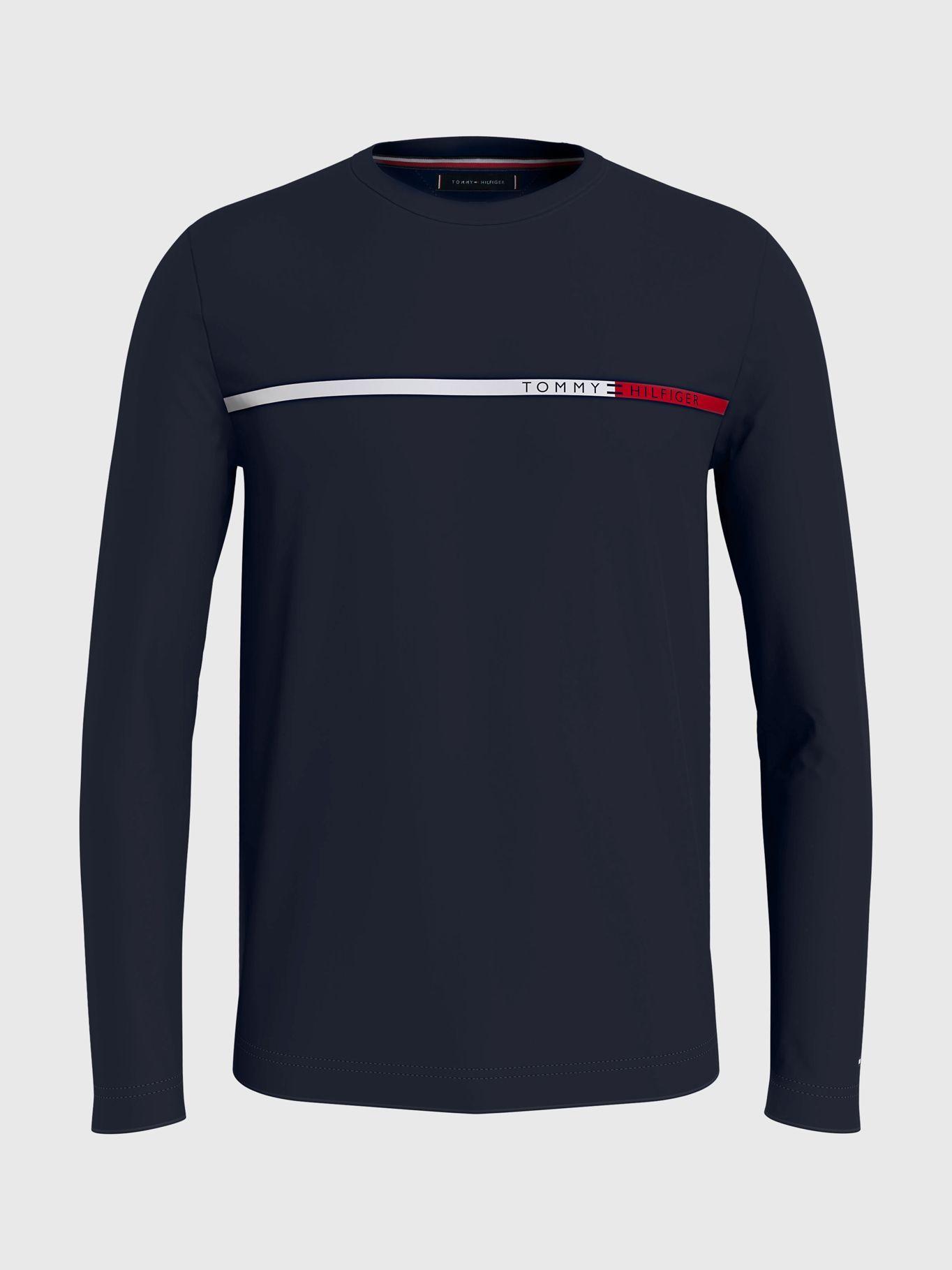 Polera Logo Bitonal Slim Fit Azul Tommy Hilfiger-4