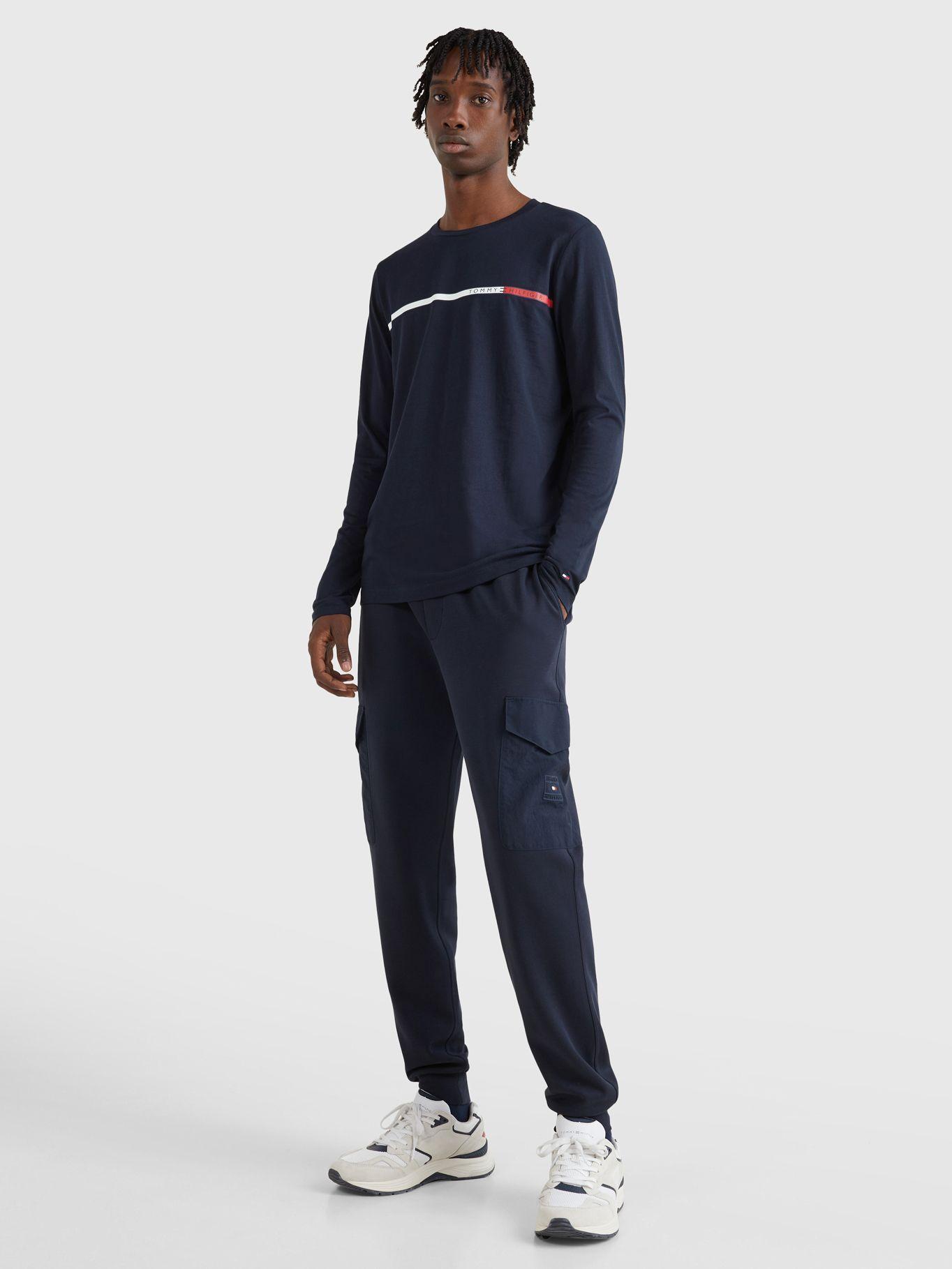 Polera Logo Bitonal Slim Fit Azul Tommy Hilfiger-1