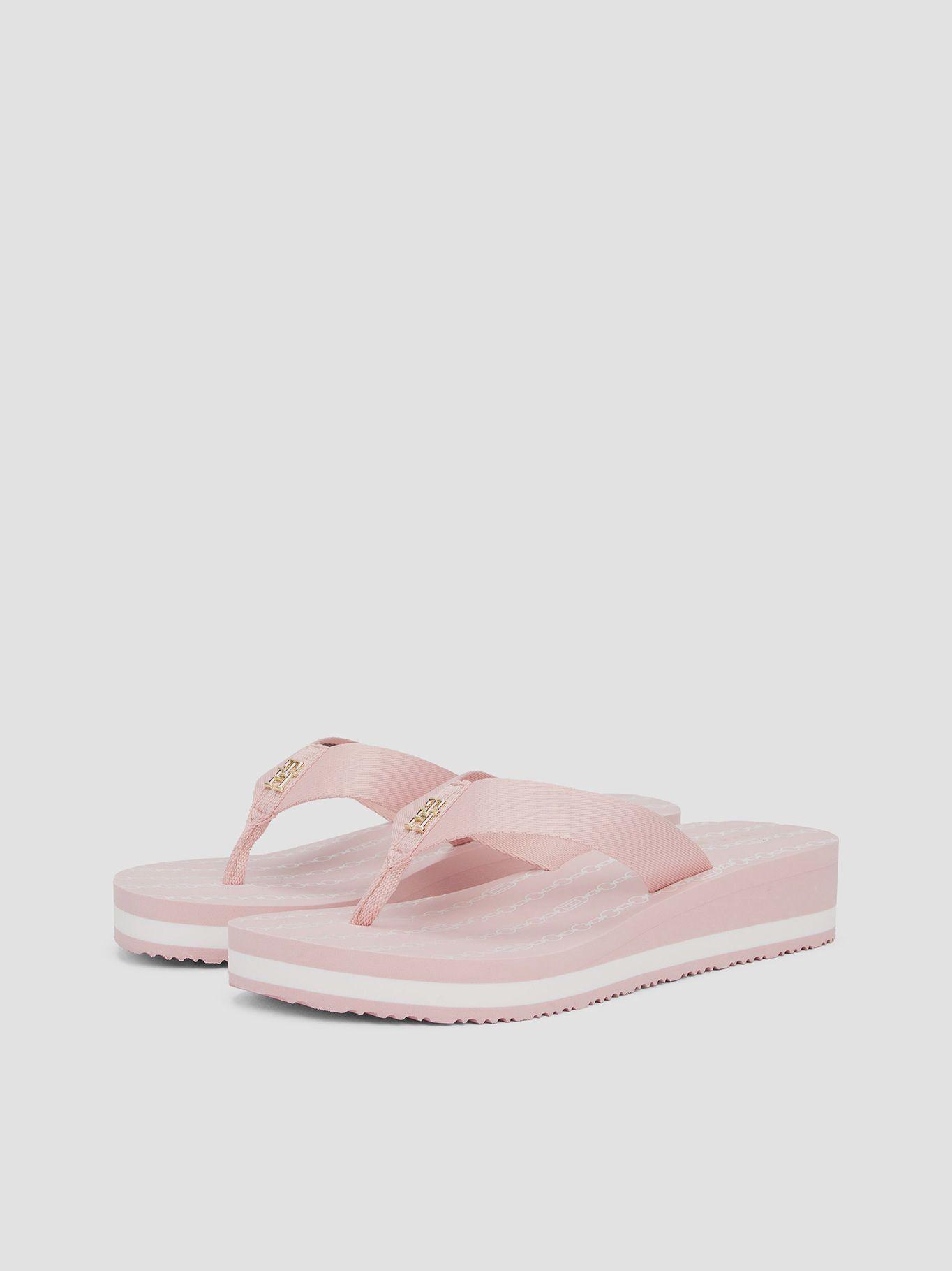 Sandalias De Cuña Monograma Th Rosado Tommy Hilfiger-0